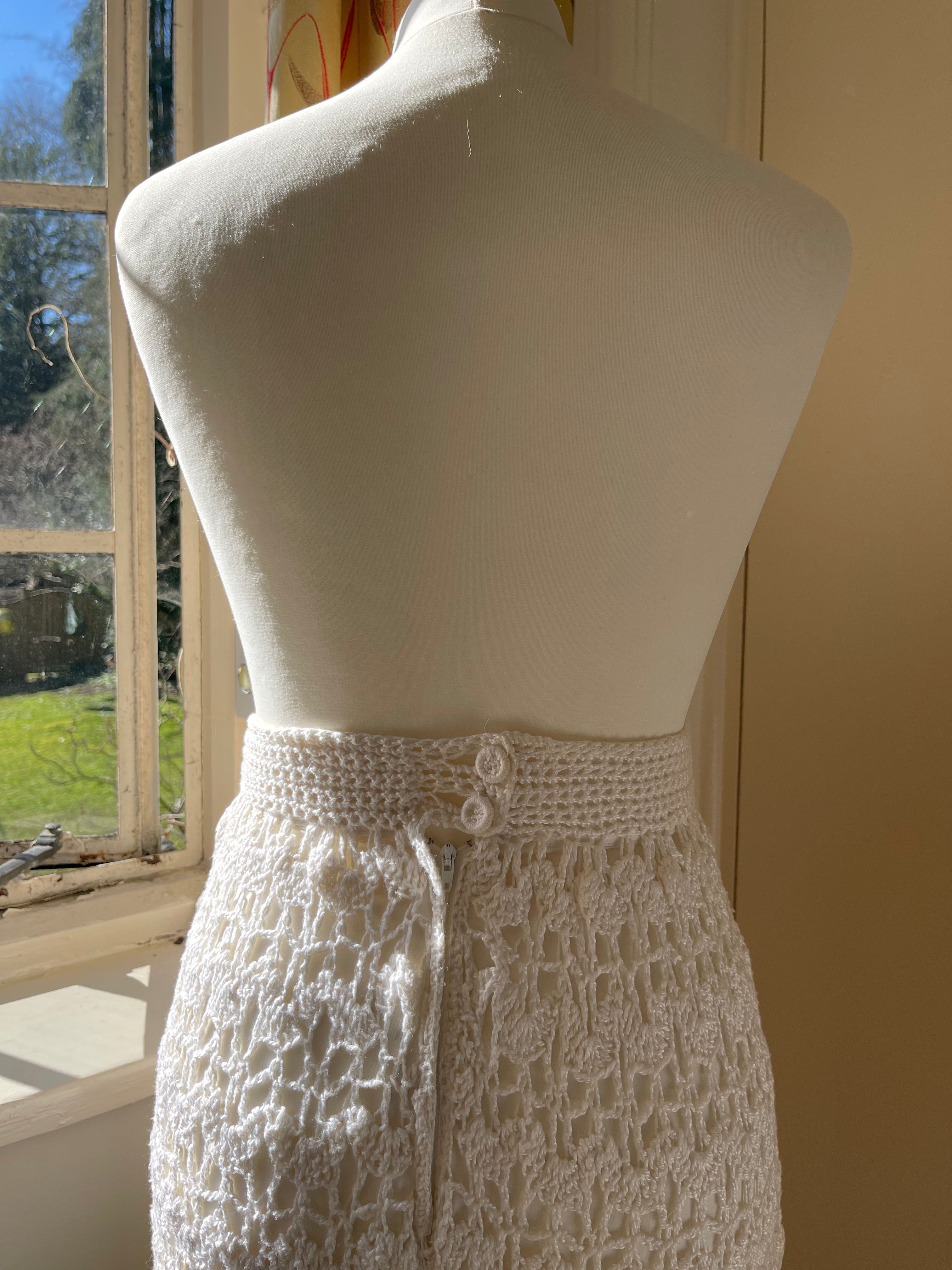 Vintage White Crochet Skirt by Sheryl Rawston
