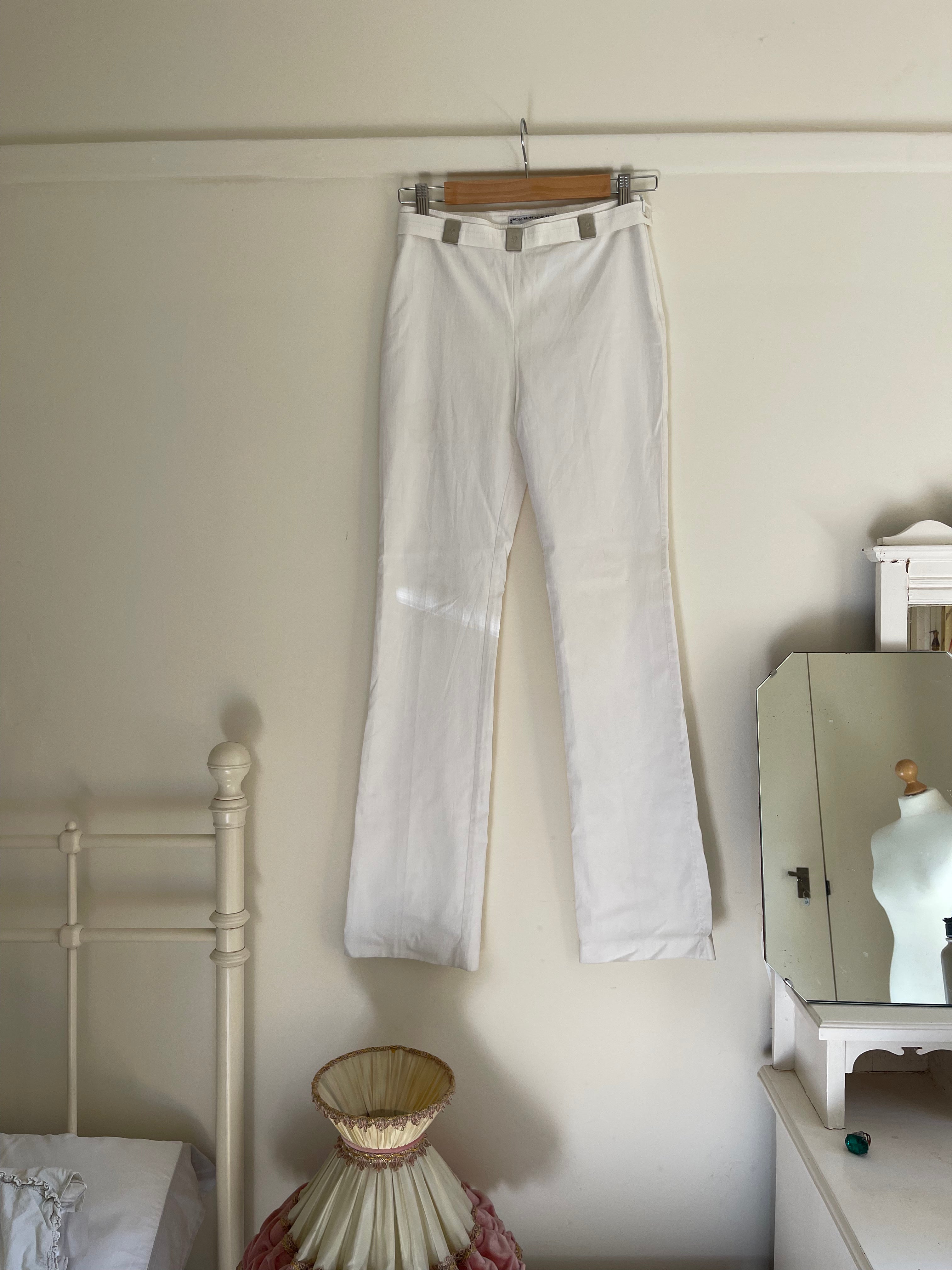 Vintage White Straight leg Trousers by Roccobarocco Jeans Italy