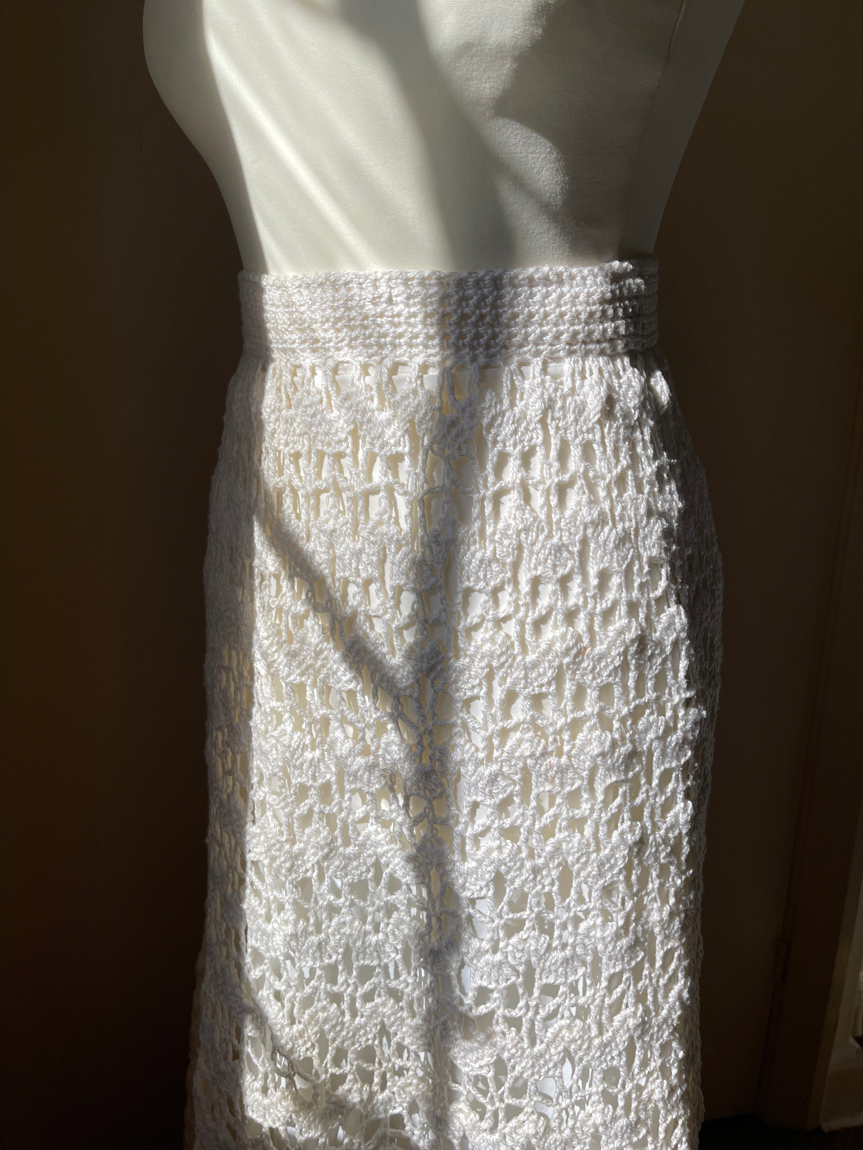 Vintage White Crochet Skirt by Sheryl Rawston