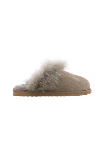 Evelina Sheepskin Slip On Slippers - Stone