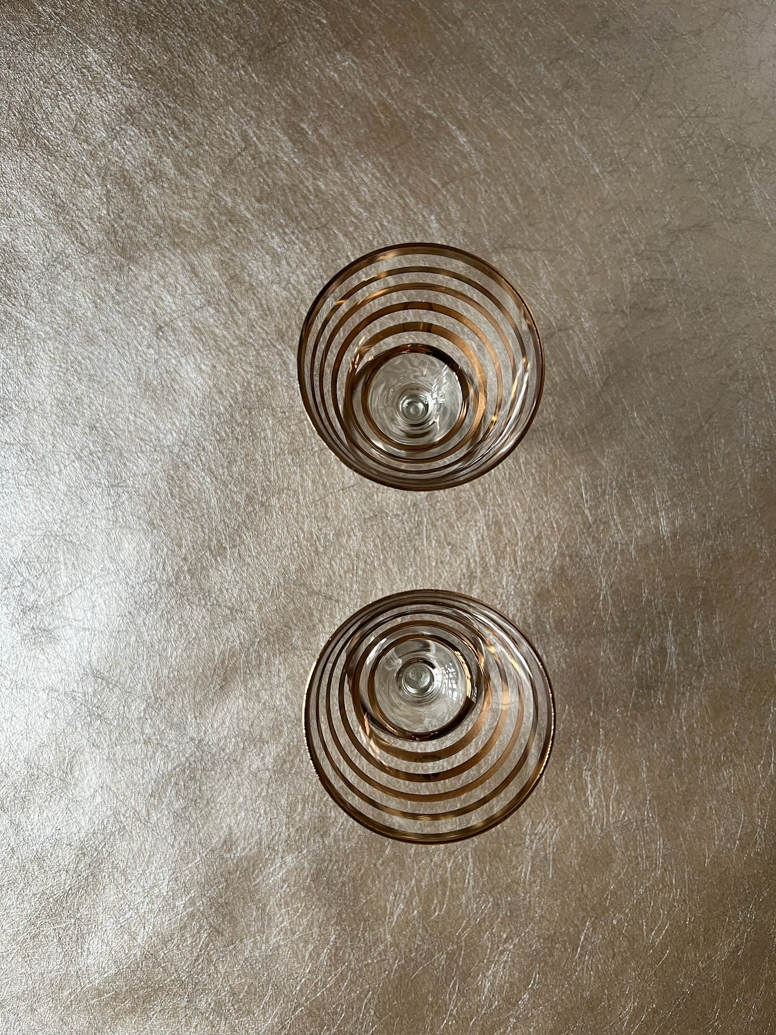 1950s Gold Jack & Jill Aperitif Glasses