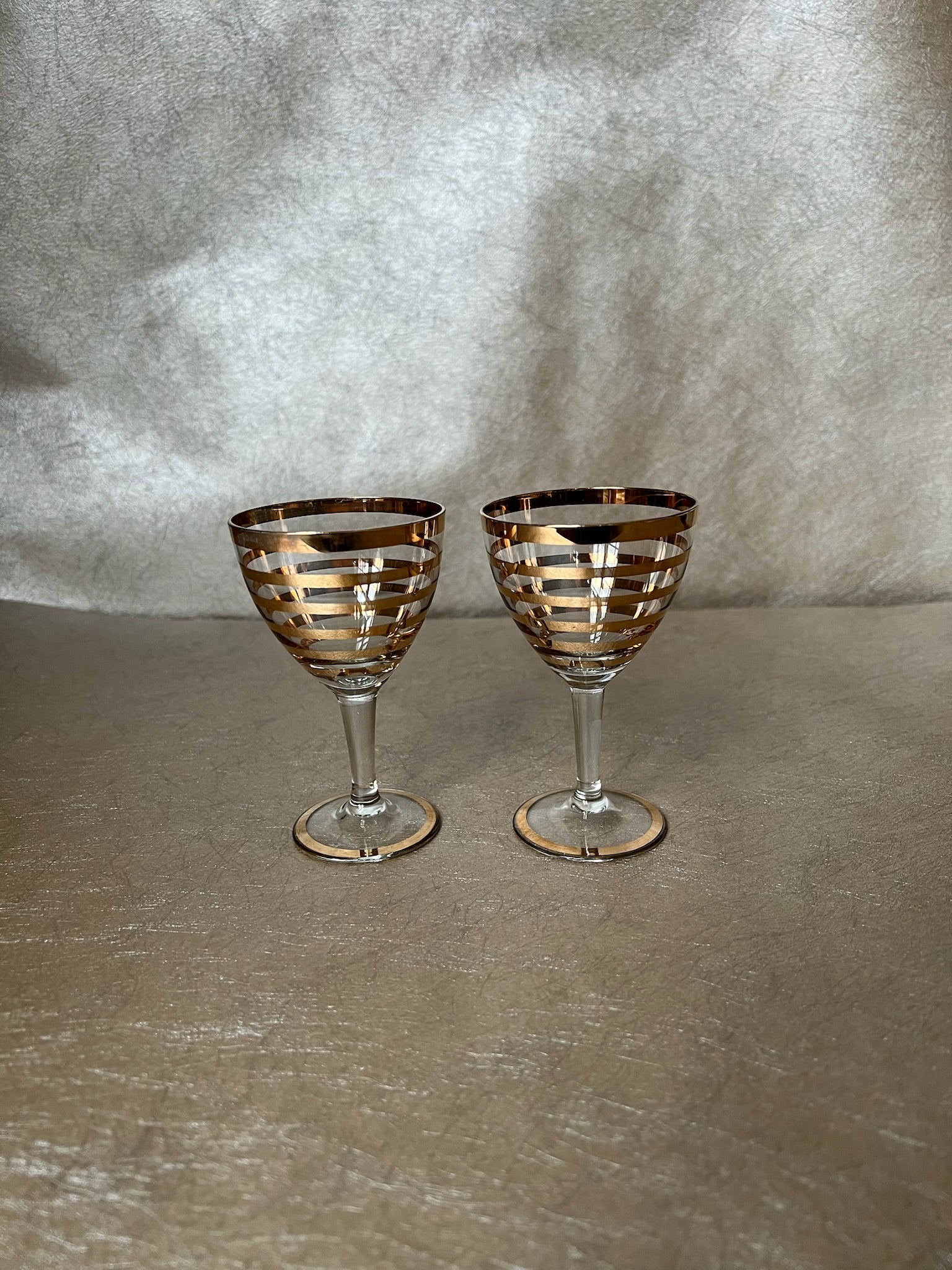 1950s Gold Jack & Jill Aperitif Glasses