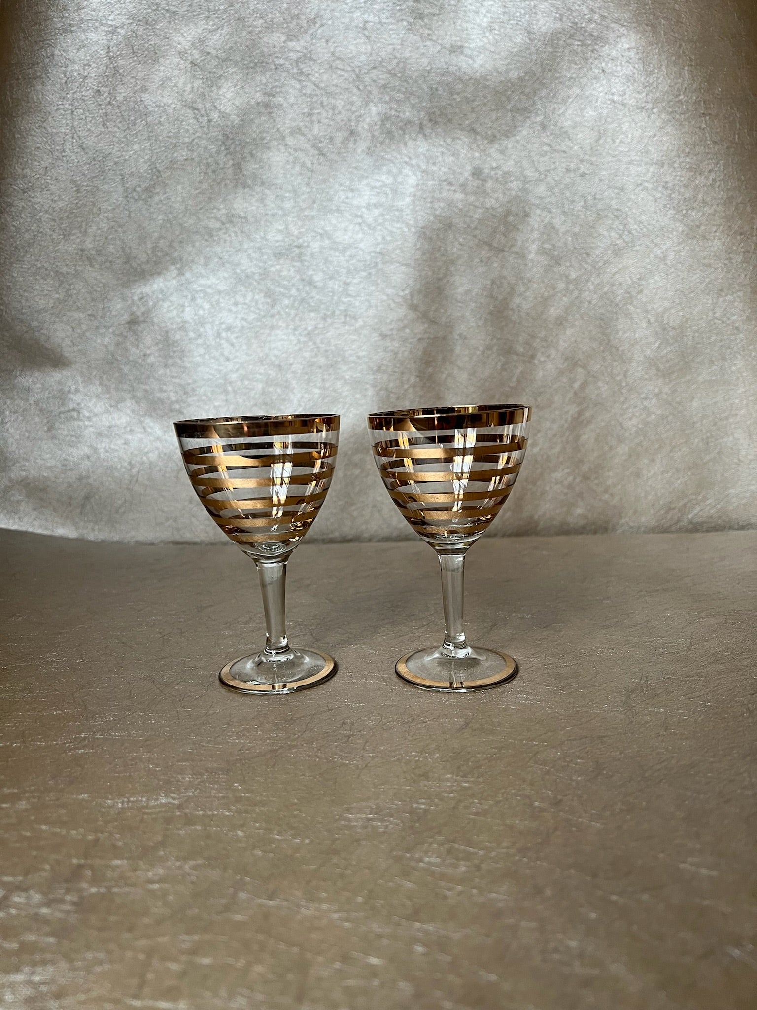 1950s Gold Jack & Jill Aperitif Glasses