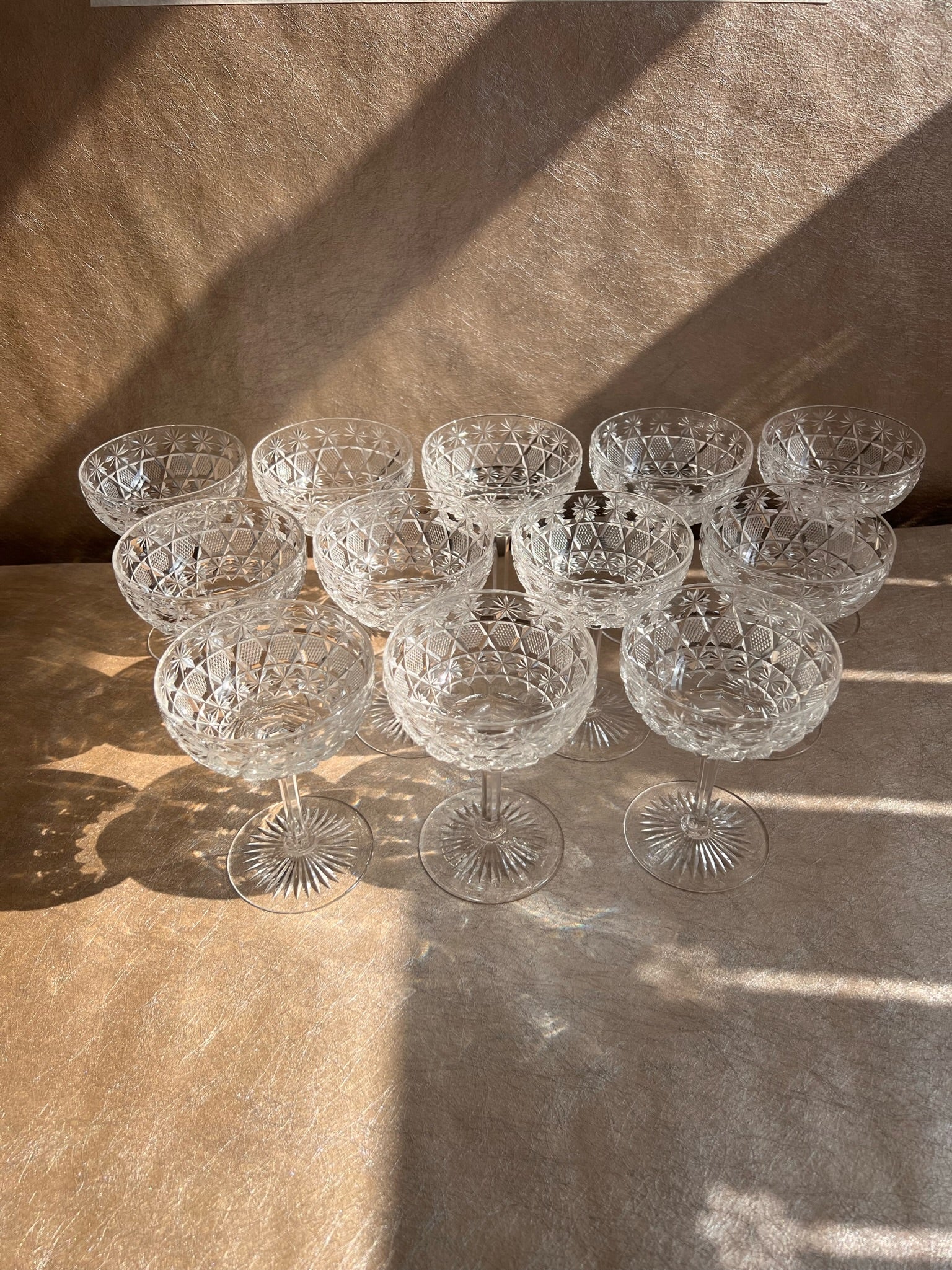 19th Century Cut Crystal Champagne Coupes Set of Twelve