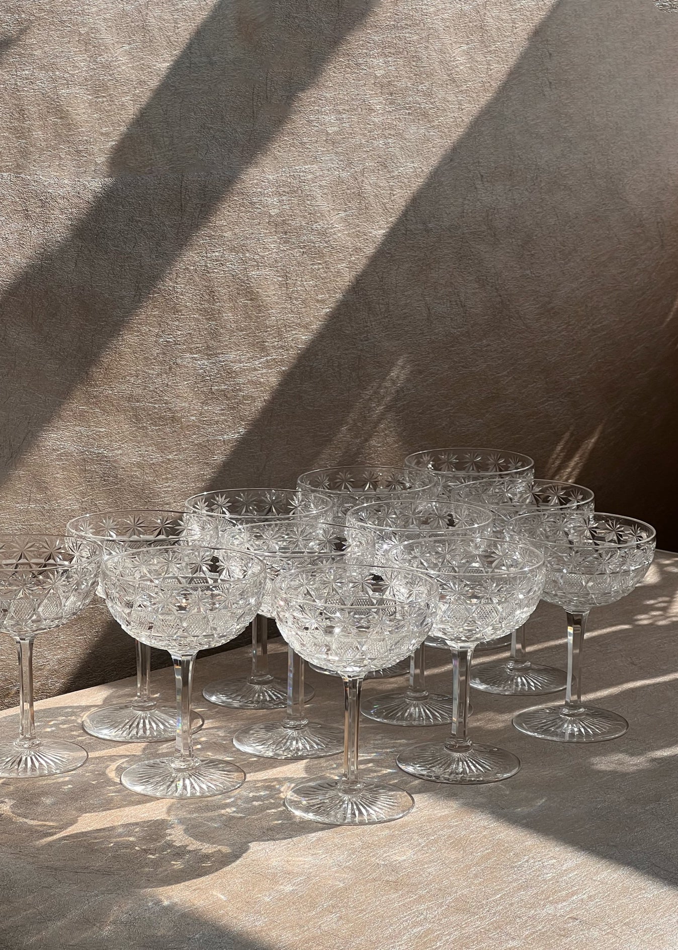 19th Century Cut Crystal Champagne Coupes Set of Twelve