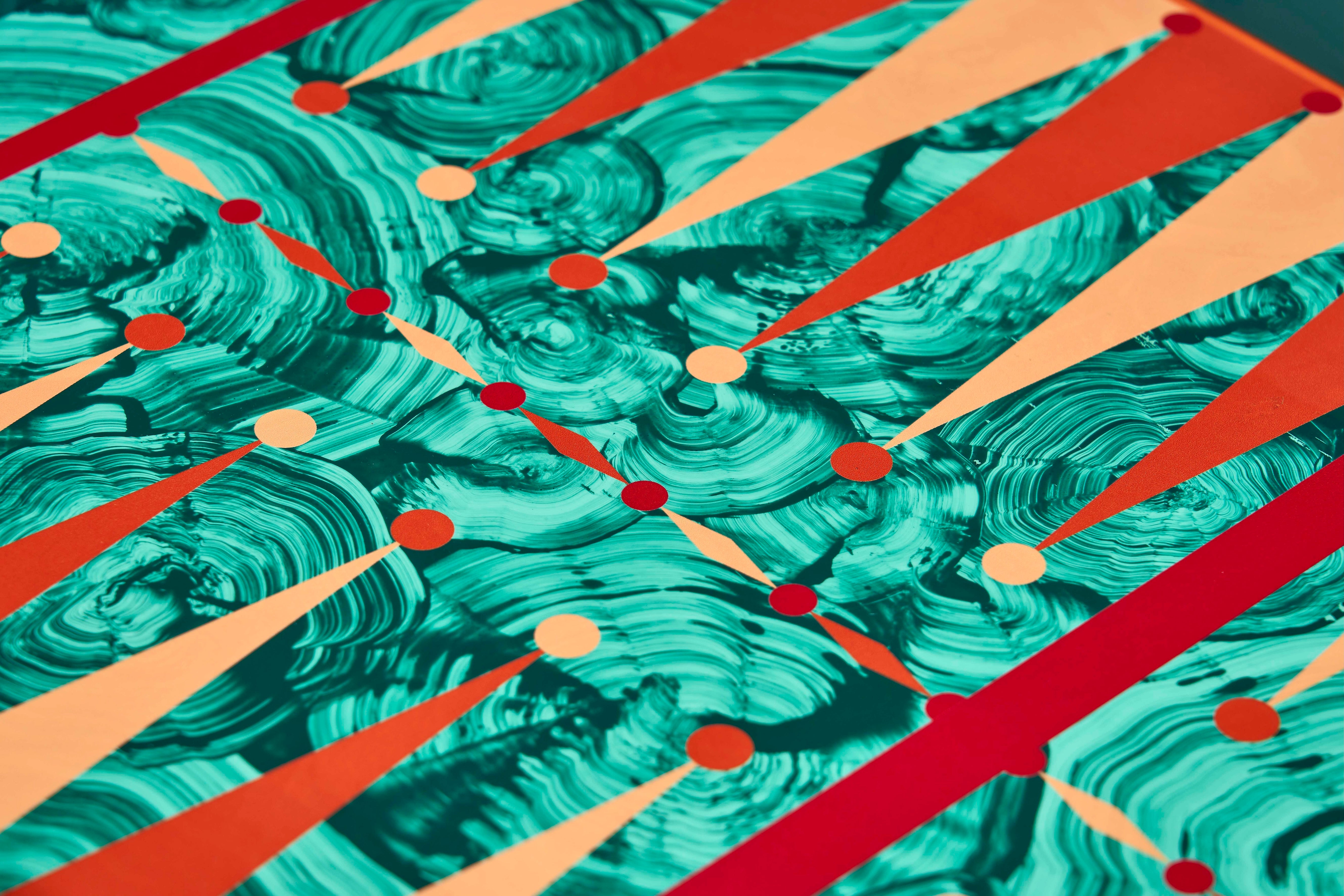 Hand Painted Malachite Backgammon Tray - Red