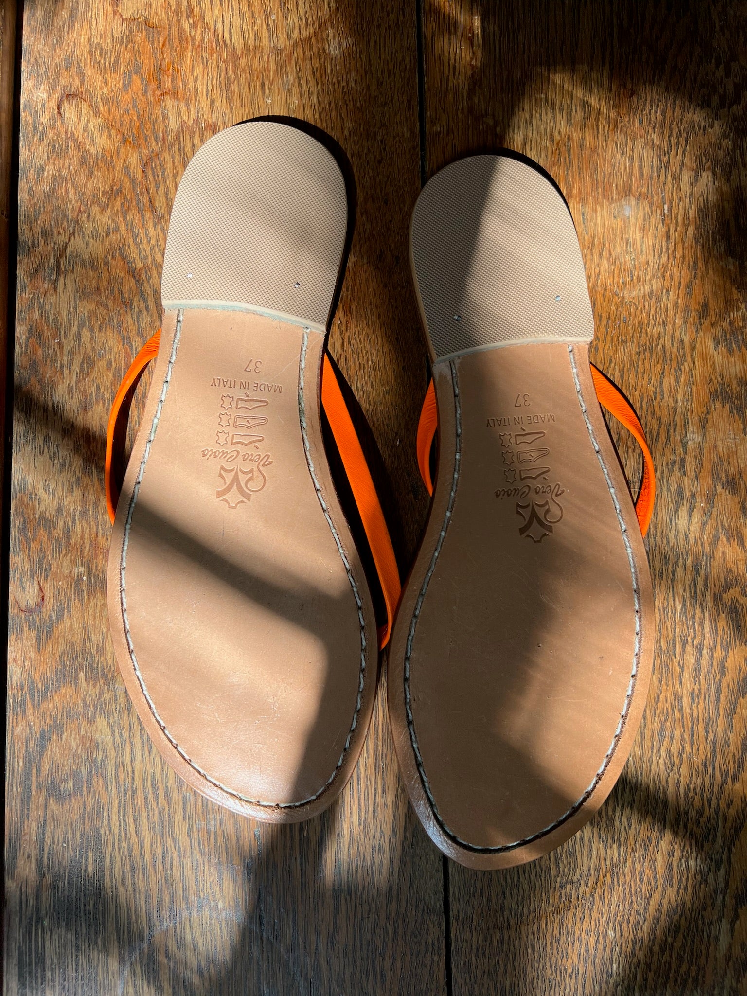 Strappy Orange Leather Musa Sandals