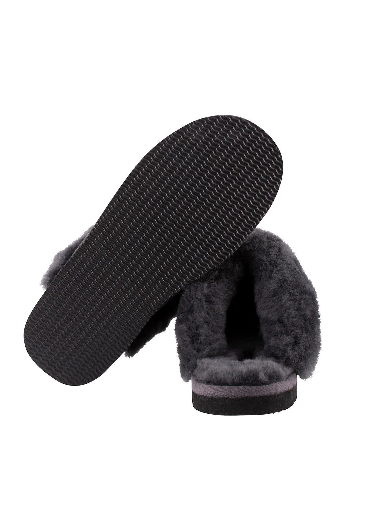 Jessica Sheepskin Slip On Slippers - Antique Asphalt