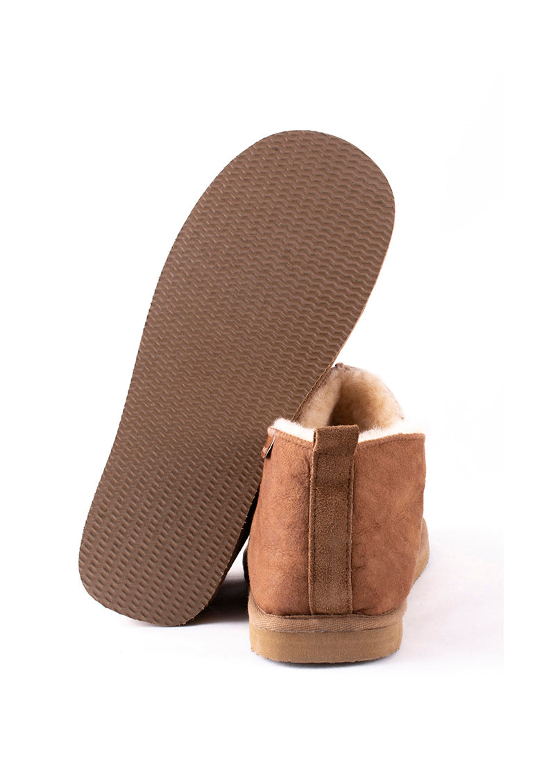 Anton Mens Sheepskin Boot Slippers - Antique Cognac