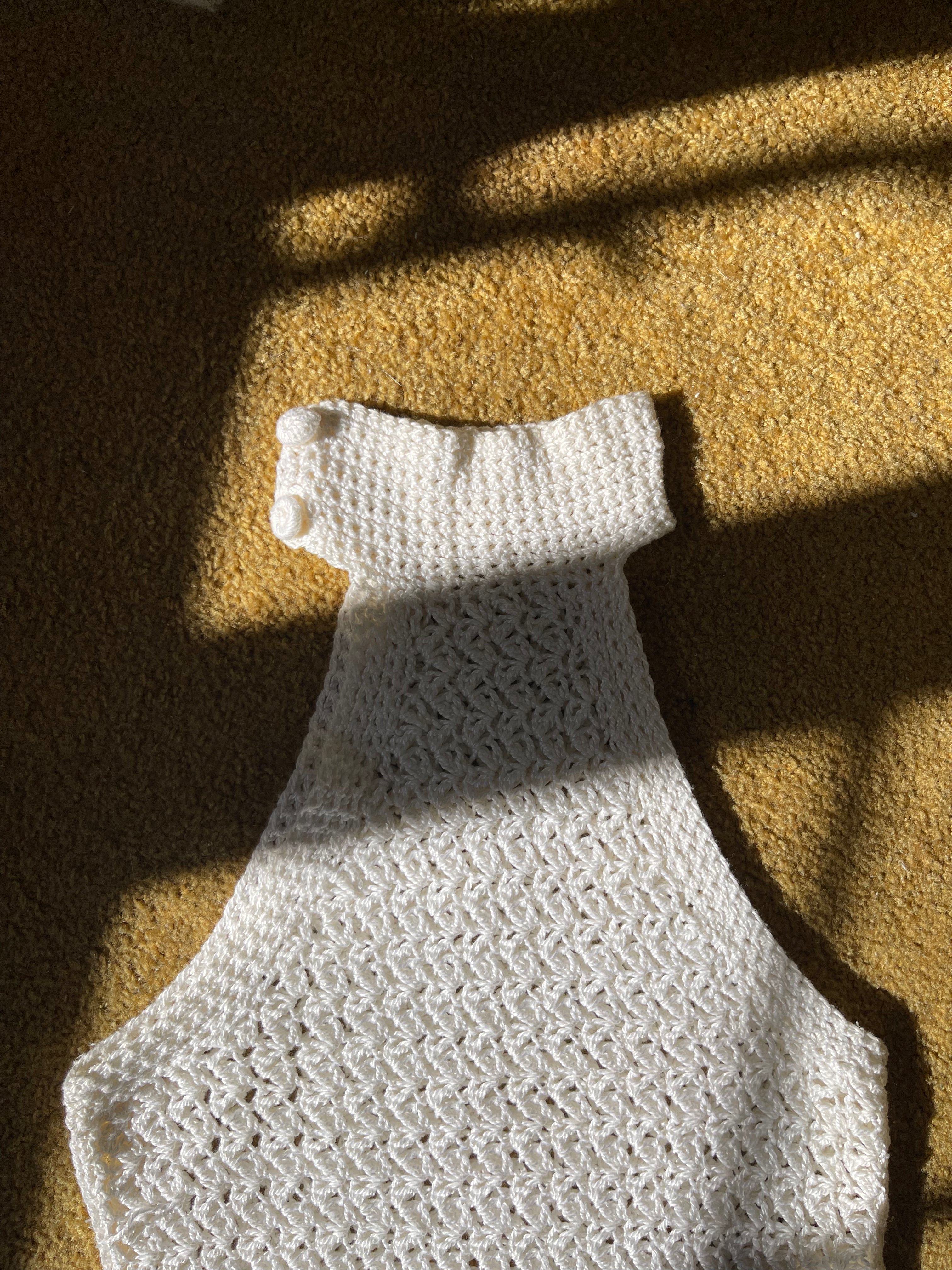 Vintage White Crochet Halter Neck Top