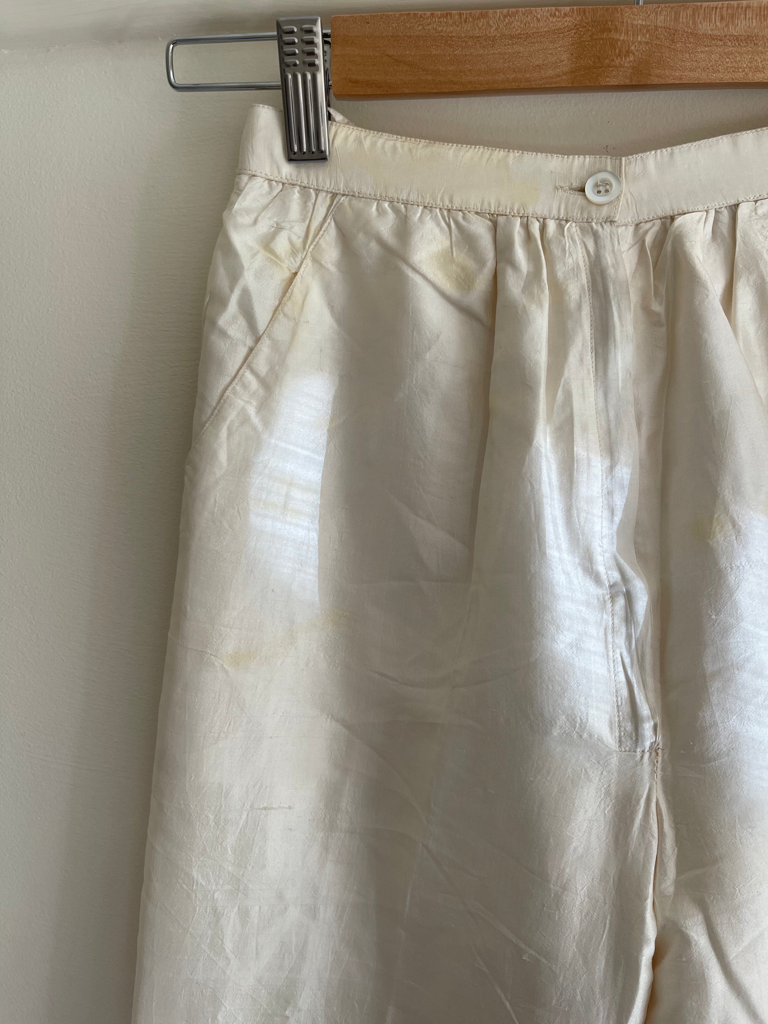 Vintage Off-White Silk Trousers by Ted Lapidus Paris