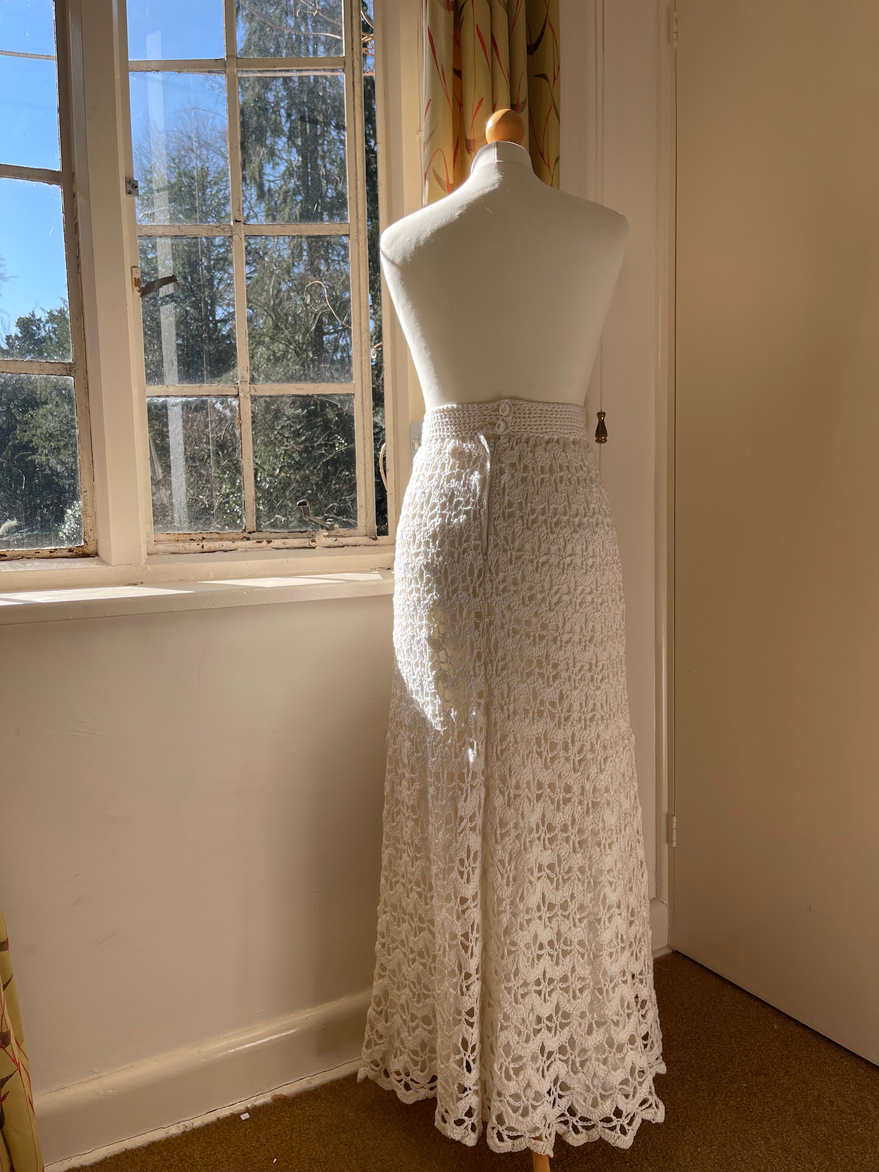 Vintage White Crochet Skirt by Sheryl Rawston