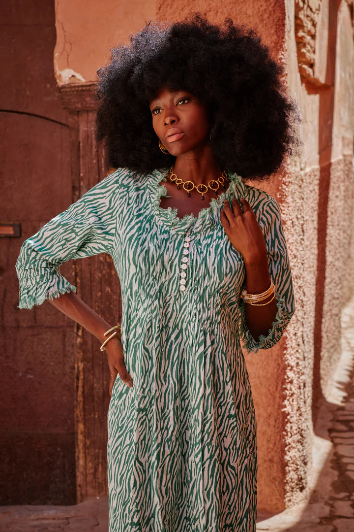 Cotton Annabel Maxi Dress • Green Reeds
