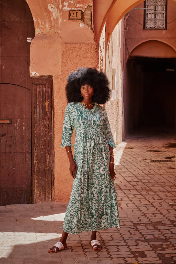 Cotton Annabel Maxi Dress • Green Reeds