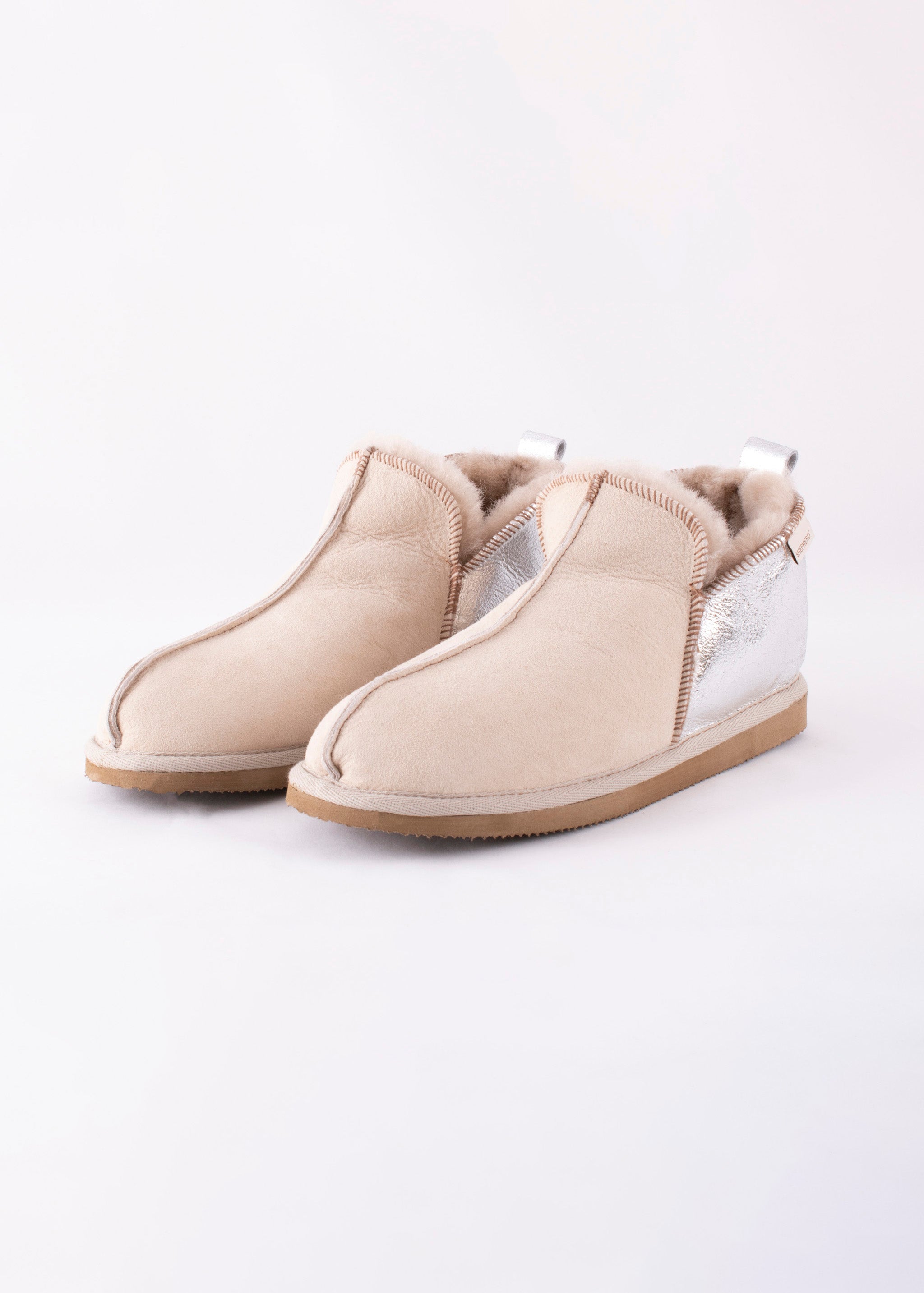 Annie Sheepskin Booties Slipper - Honey & Silver