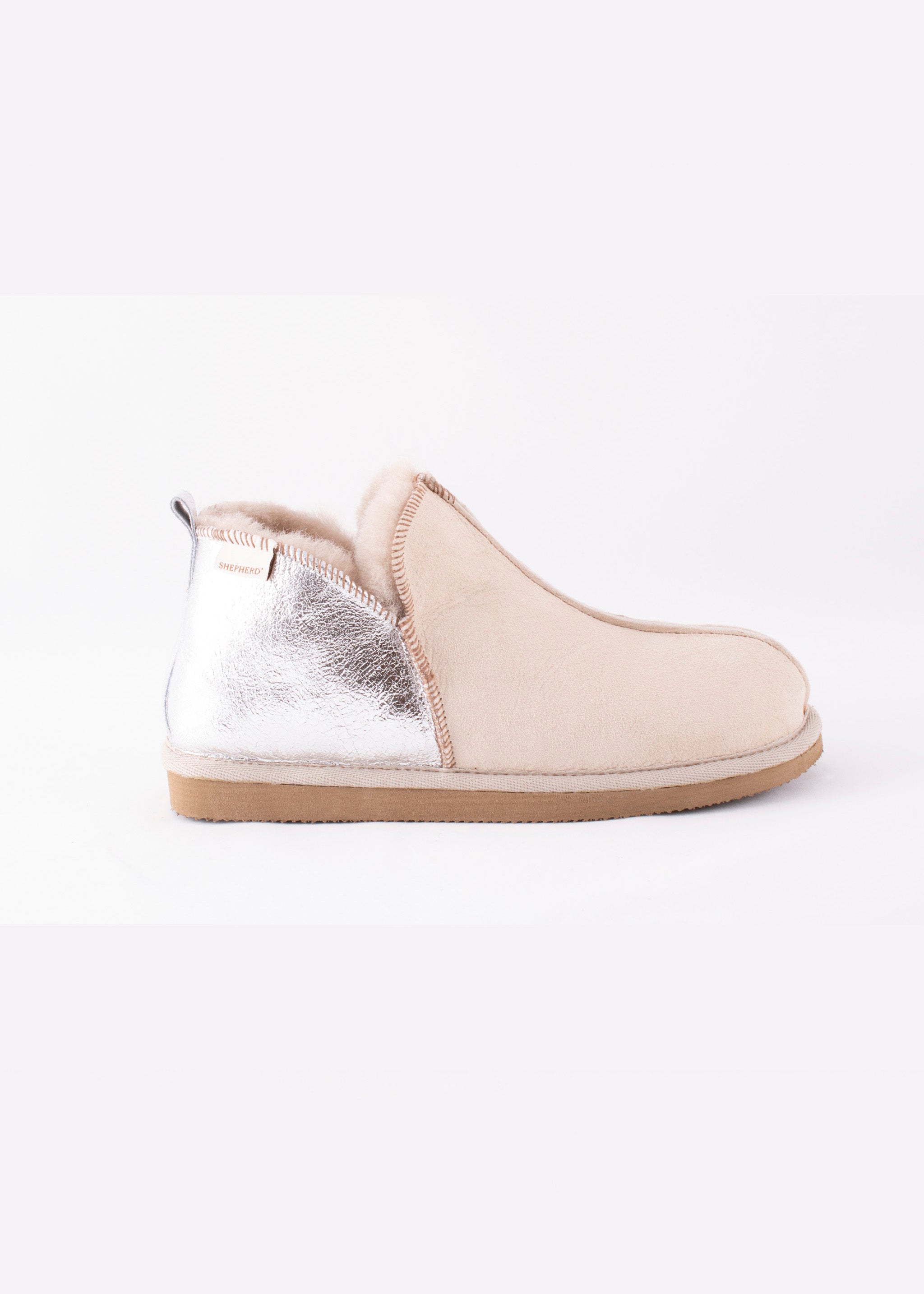 Annie Sheepskin Booties Slipper - Honey & Silver