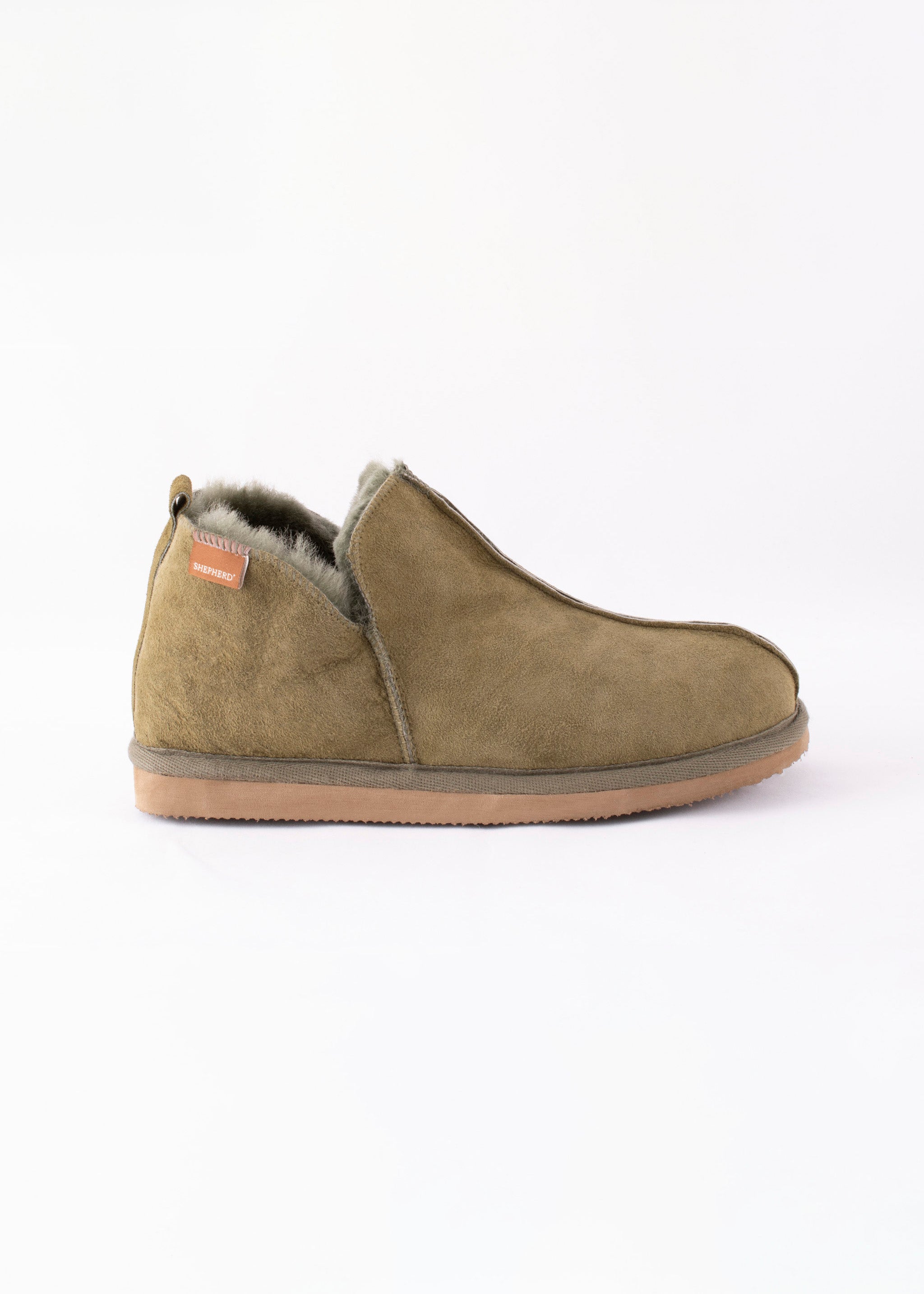 Annie Sheepskin Booties Slippers - Olive