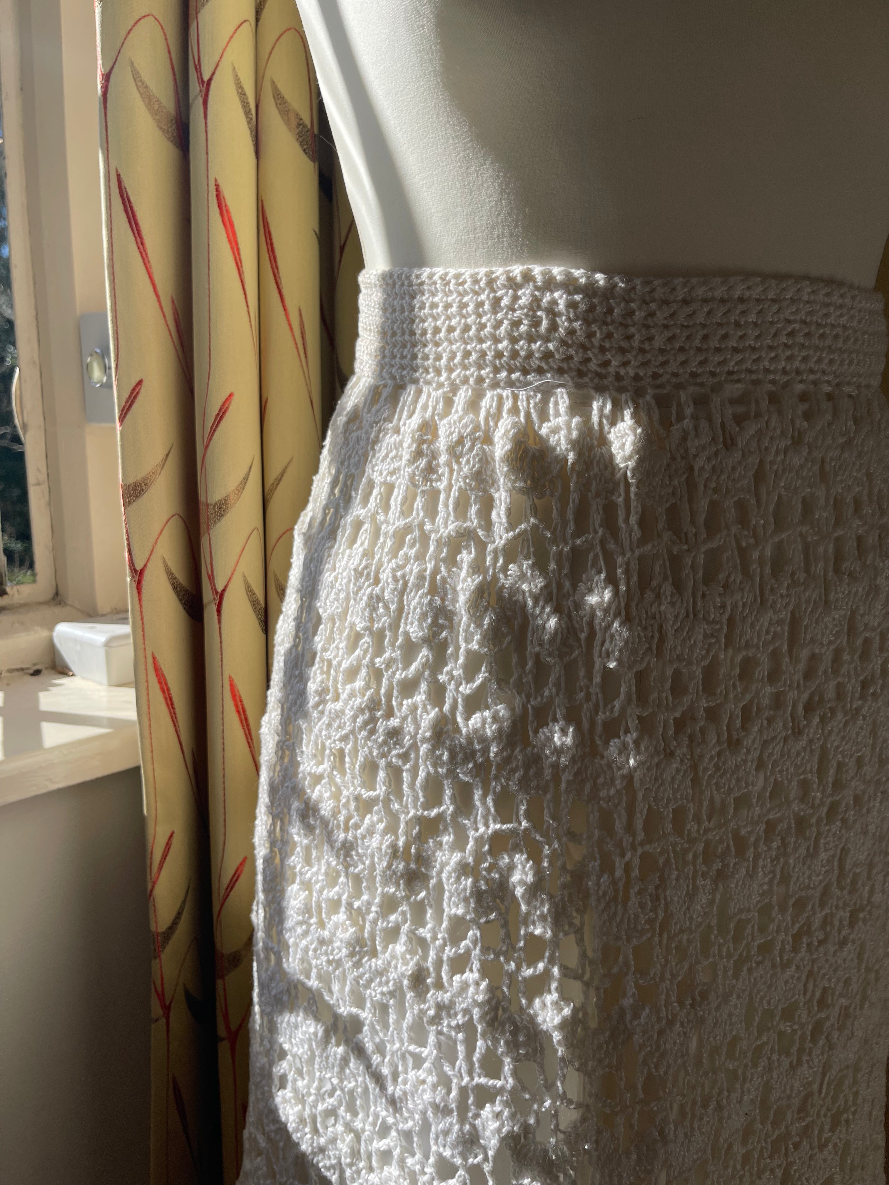 Vintage White Crochet Skirt by Sheryl Rawston