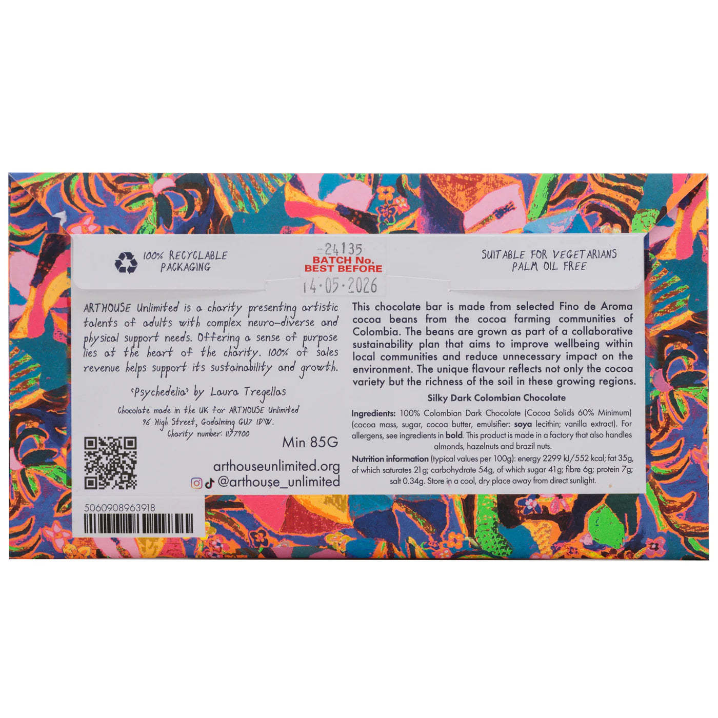Silky Dark Colombian Chocolate Bar - ARTHOUSE UNLIMITED