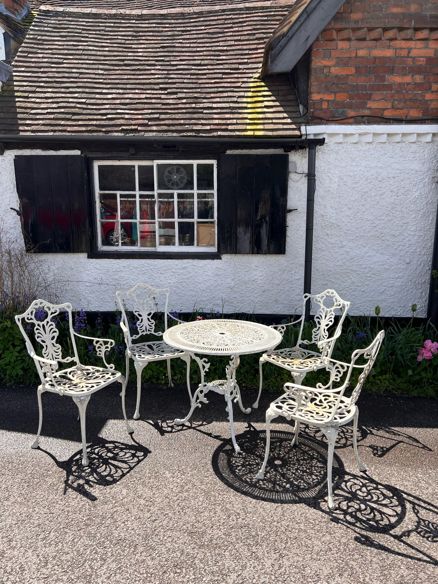 Cast Aluminium Garden Table & Chairs - 5 Pieces