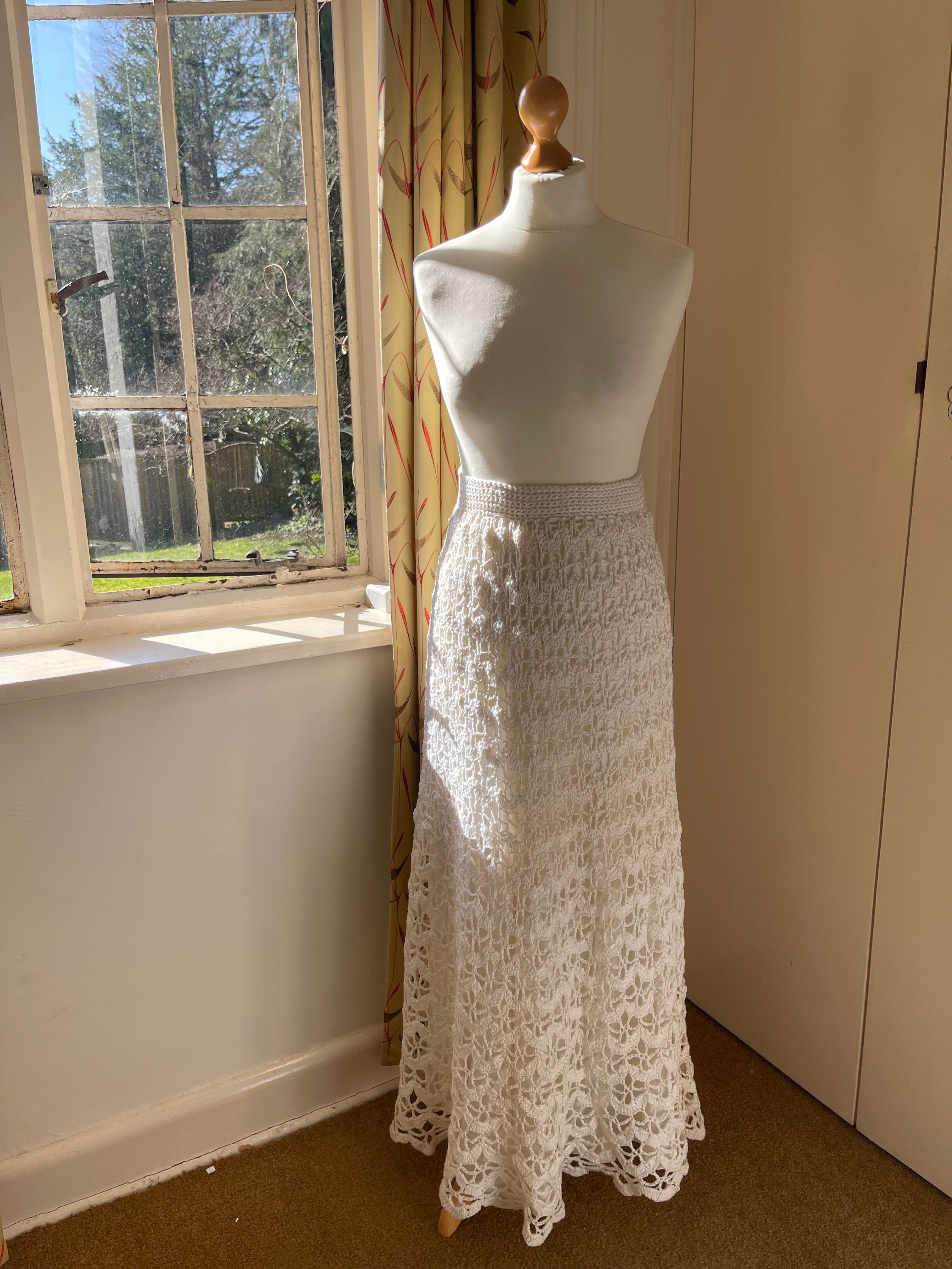 Vintage White Crochet Skirt by Sheryl Rawston