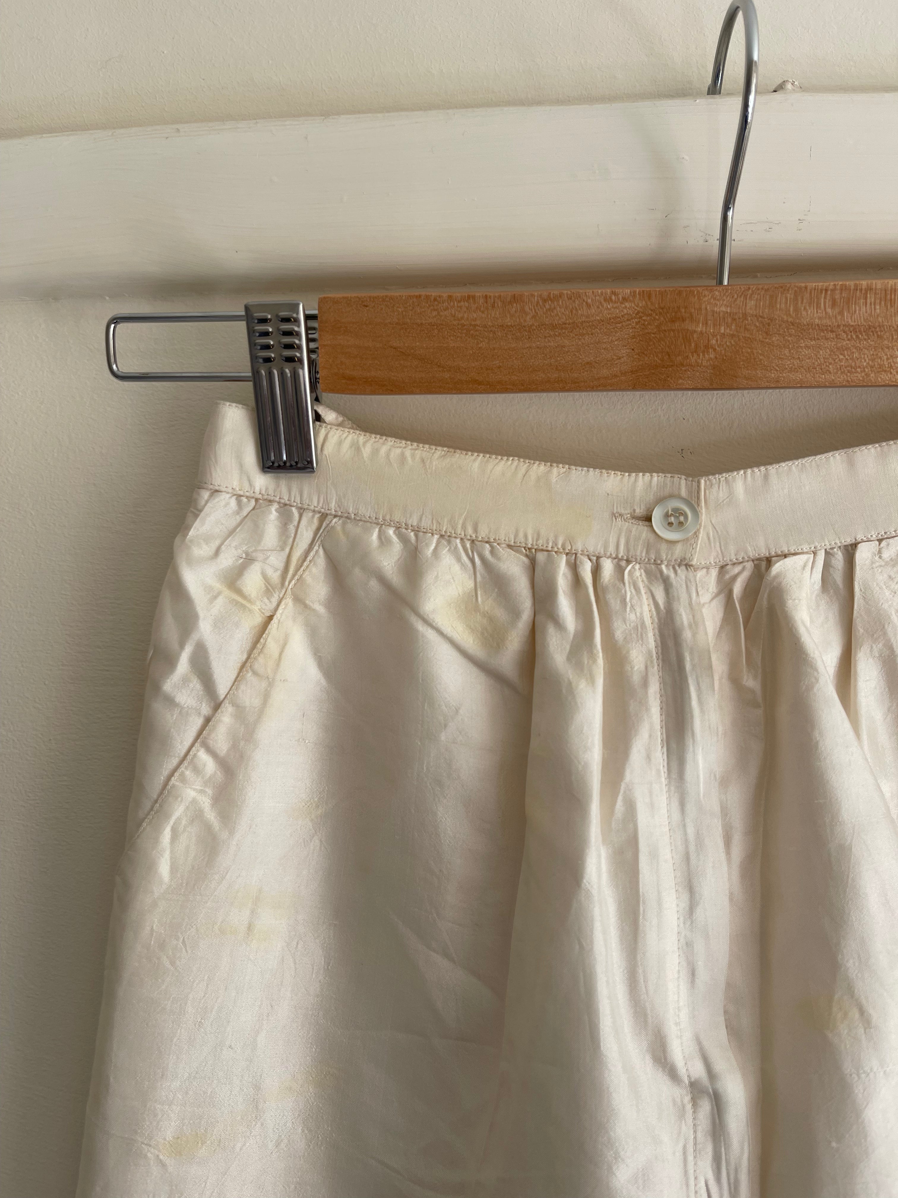 Vintage Off-White Silk Trousers by Ted Lapidus Paris