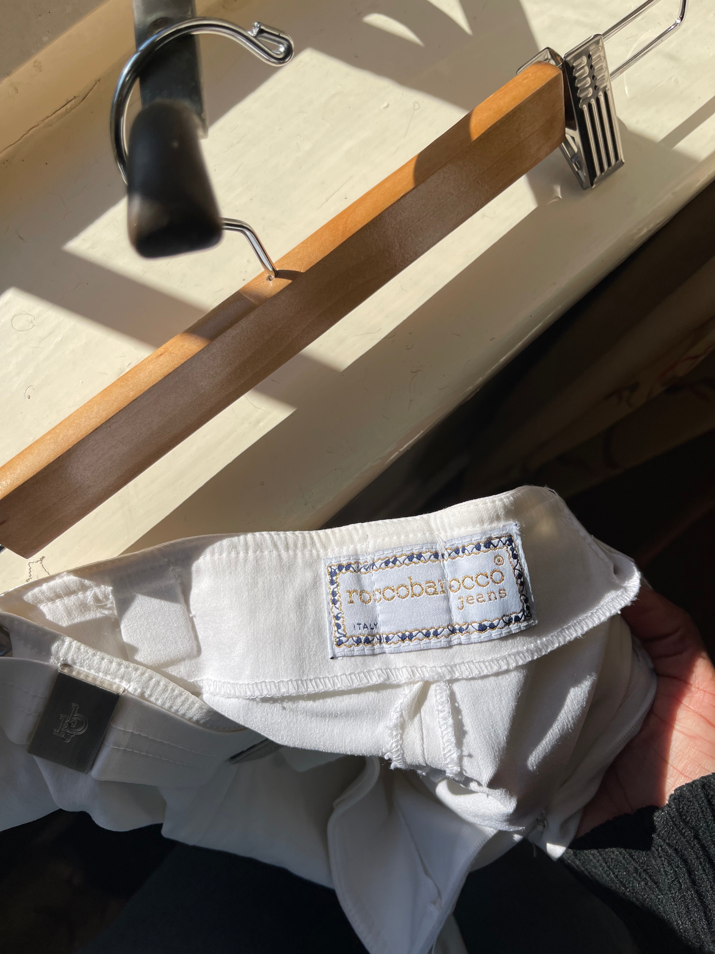 Vintage White Straight leg Trousers by Roccobarocco Jeans Italy
