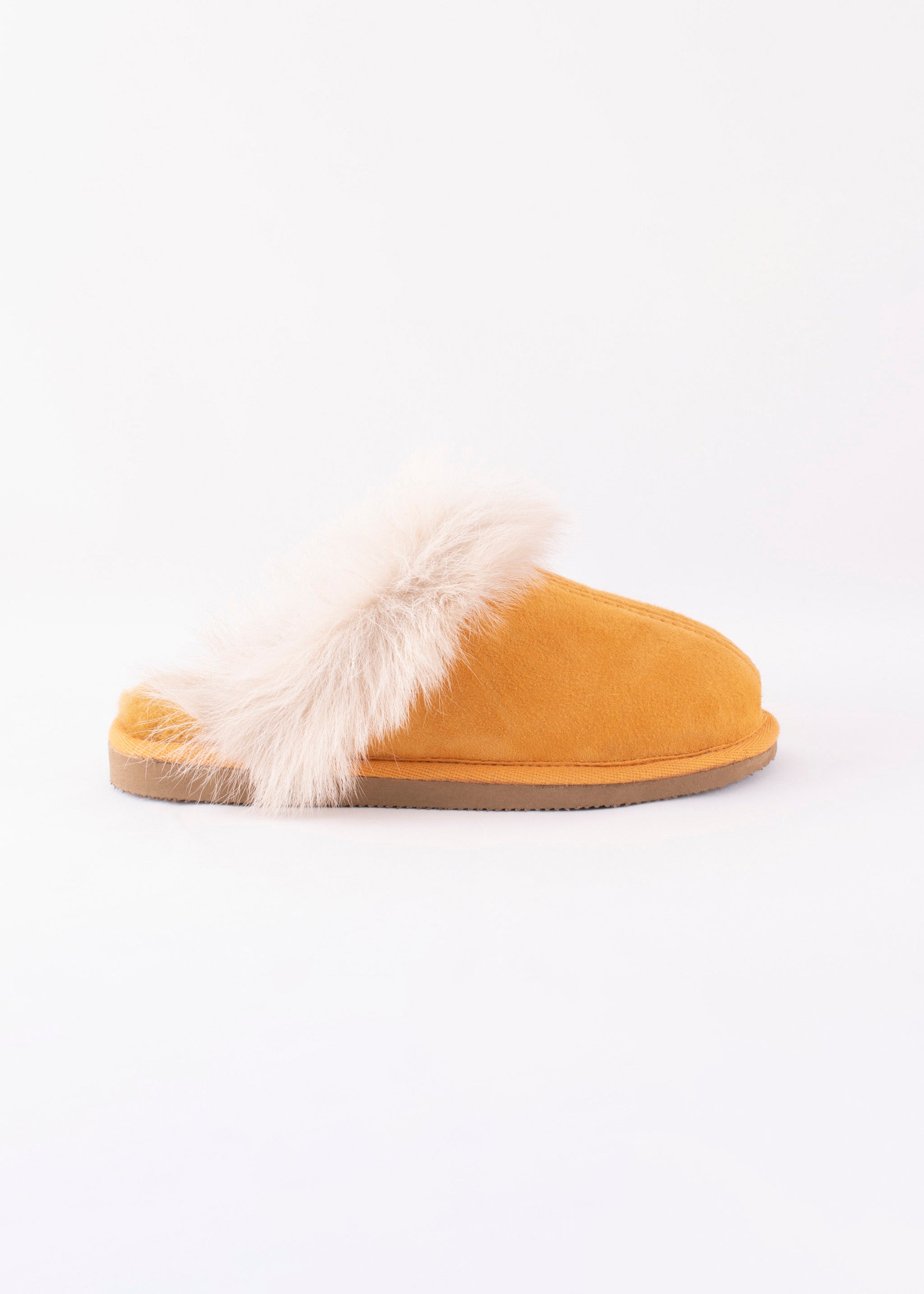 Evelina Sheepskin Slip On Slippers - Mustard
