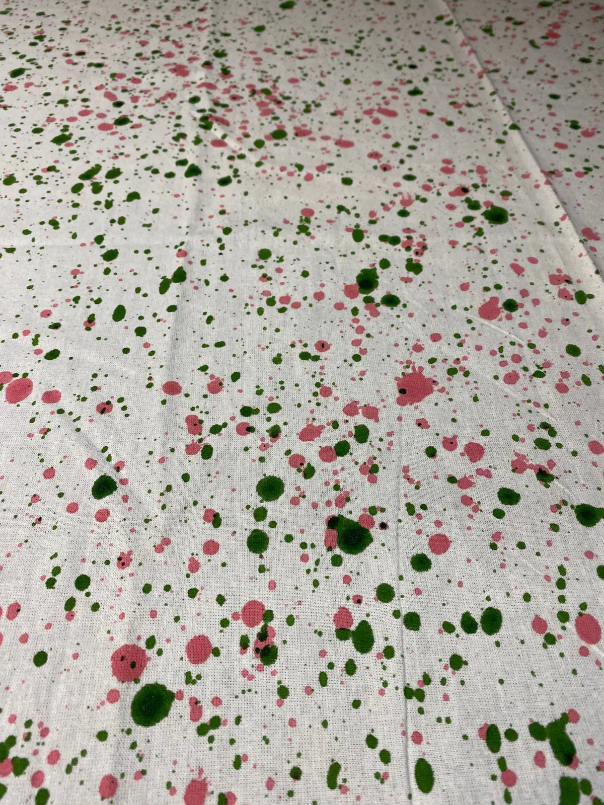 Green & Pink Splatter Indian Block Print Tablecloth