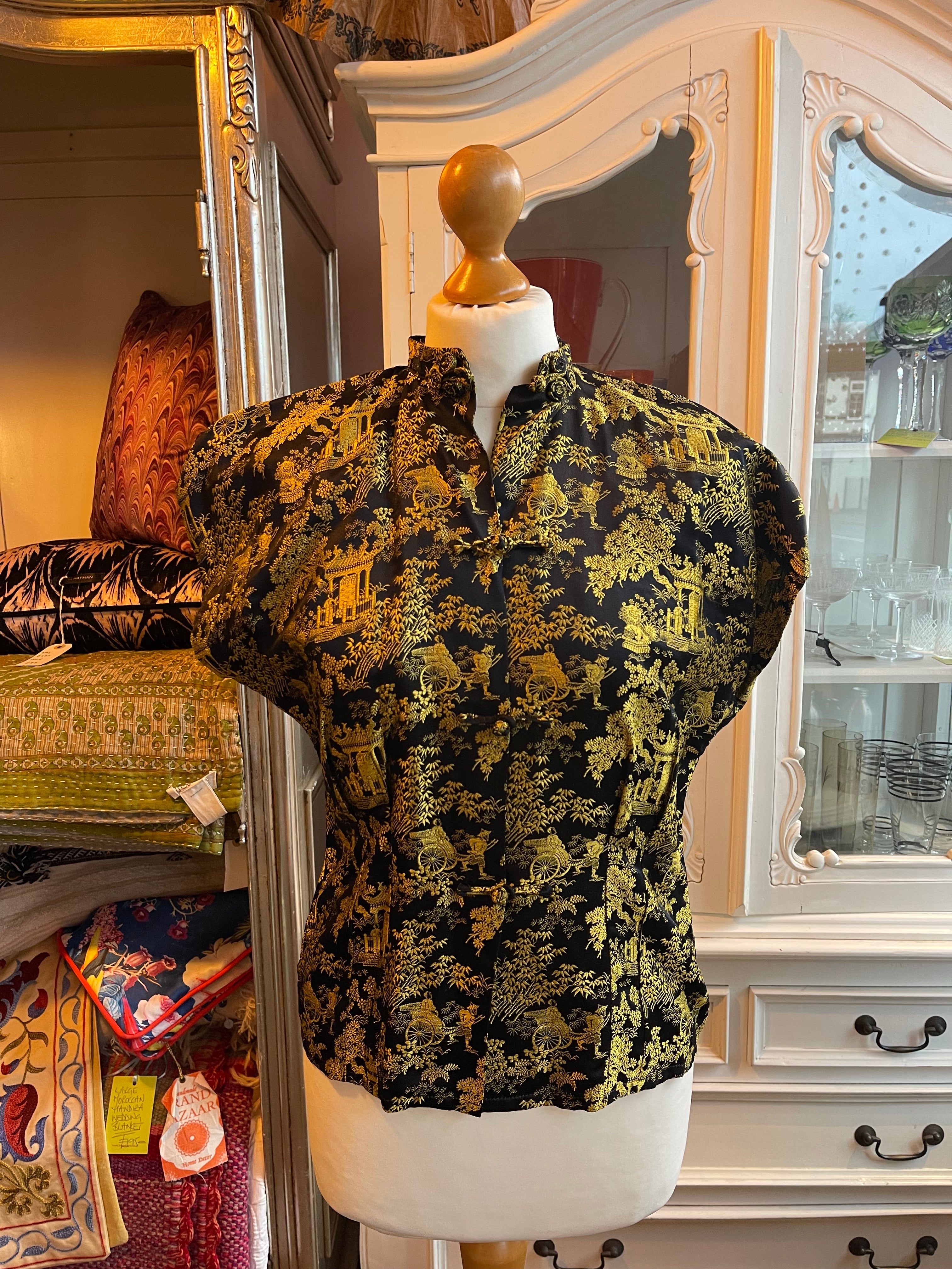 Vintage Chinns Gold & Black Blouse