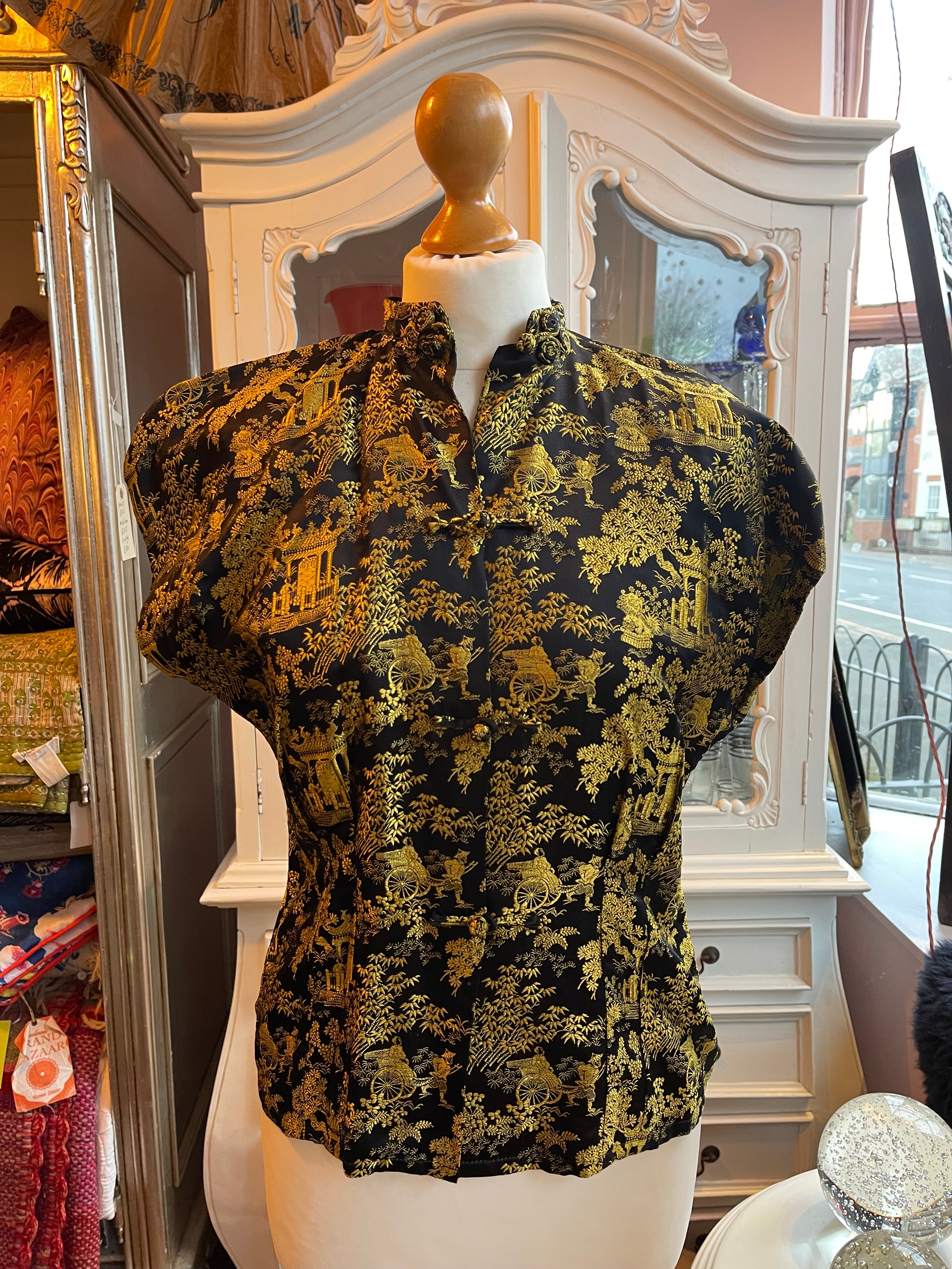 Vintage Chinns Gold & Black Blouse