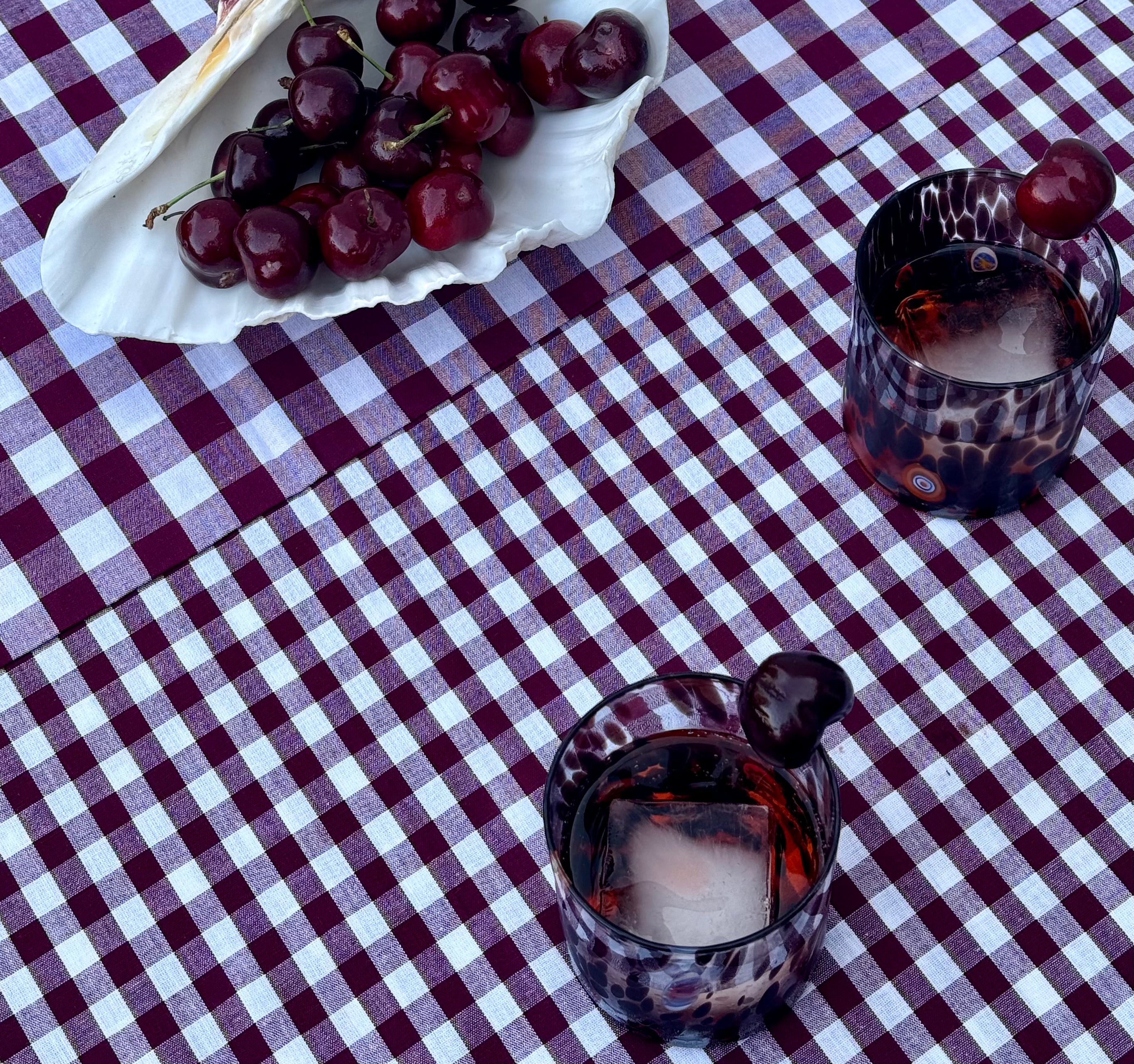 Patchwork Vichy Gingham Tablecloth - Prune