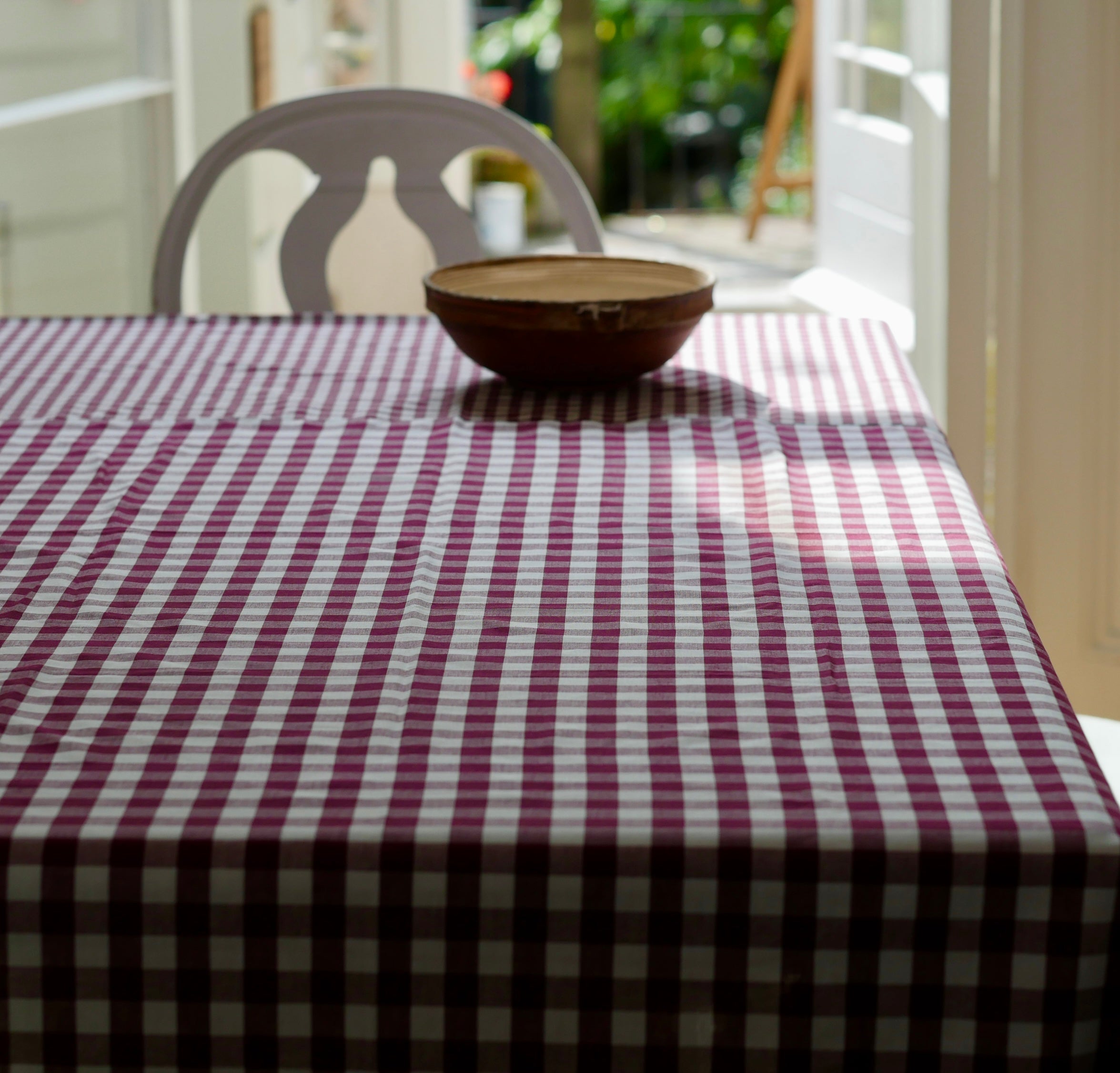 Patchwork Vichy Gingham Tablecloth - Prune