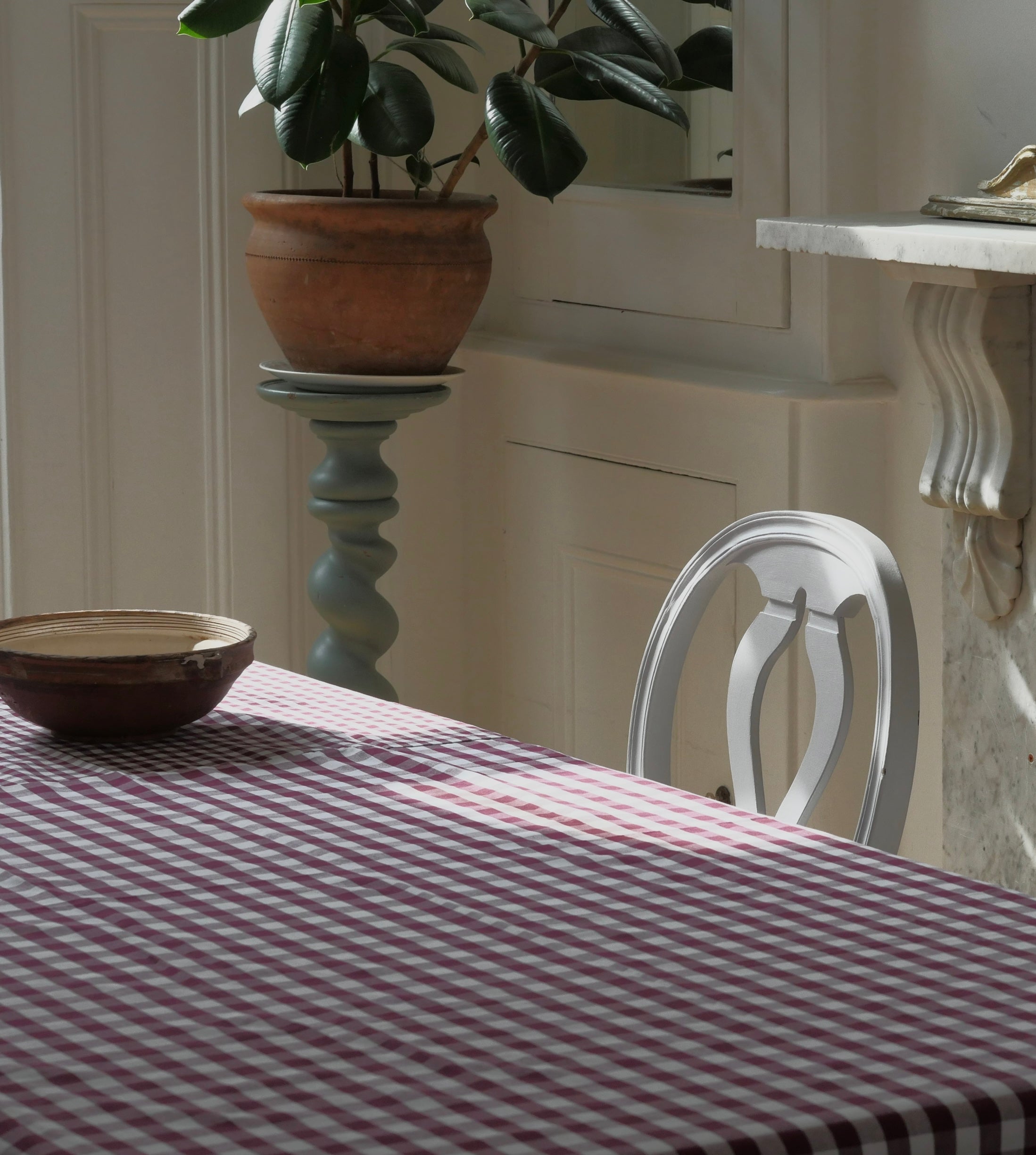 Patchwork Vichy Gingham Tablecloth - Prune