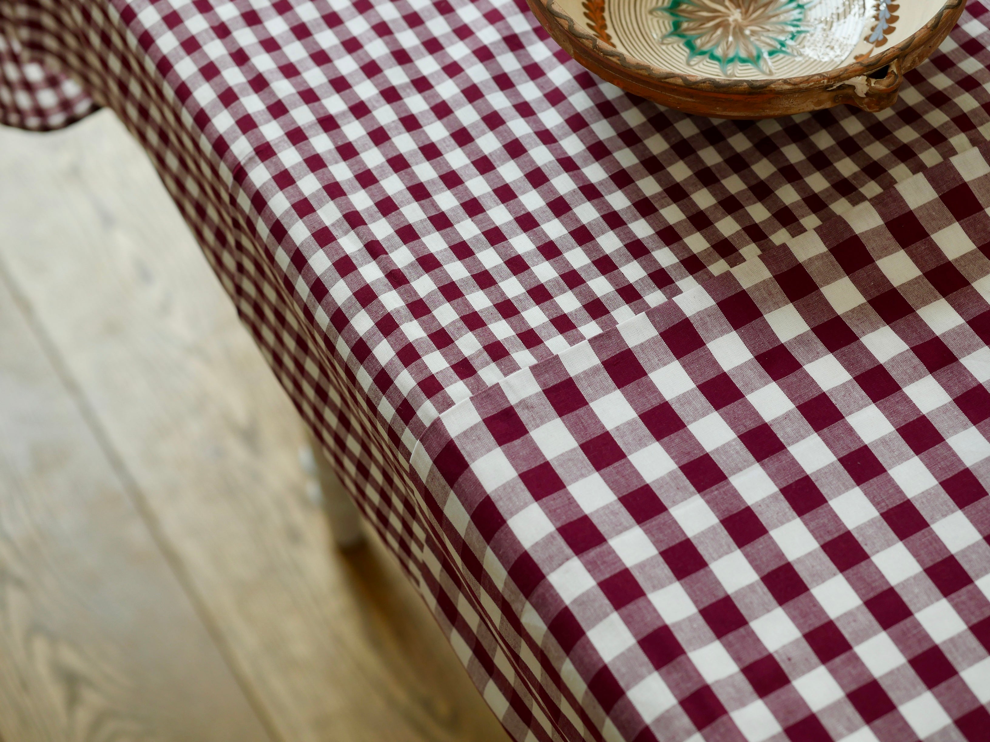 Patchwork Vichy Gingham Tablecloth - Prune