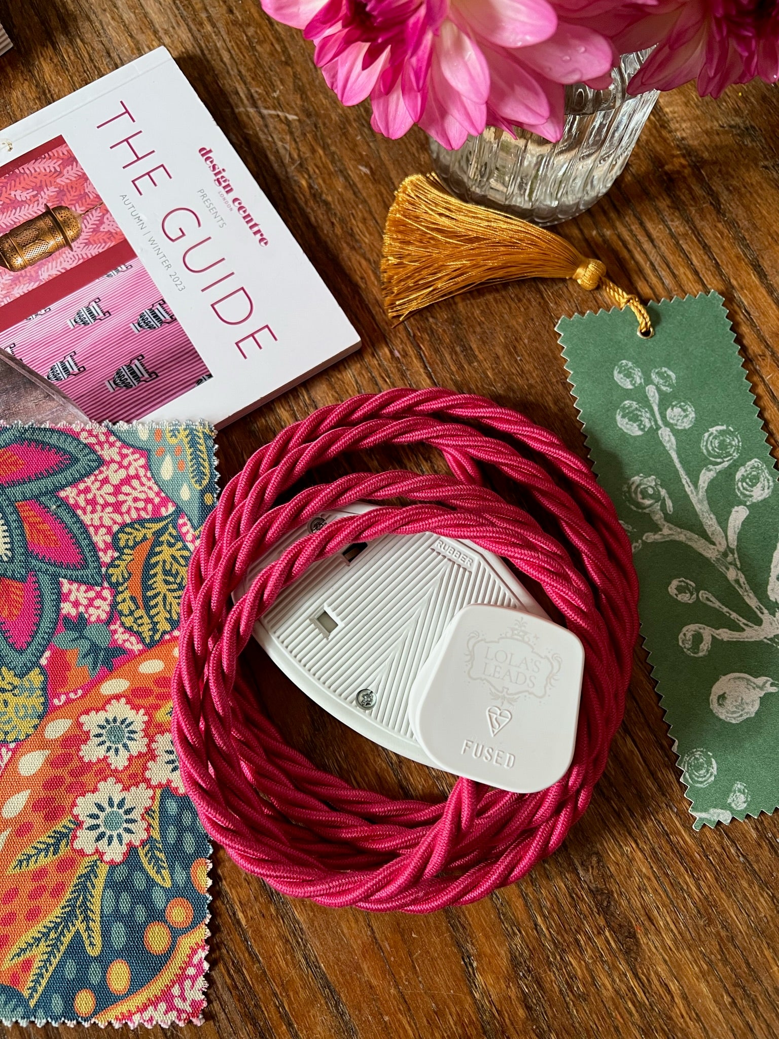 Lola's Leads - Raspberry + White Pink Extension Cable