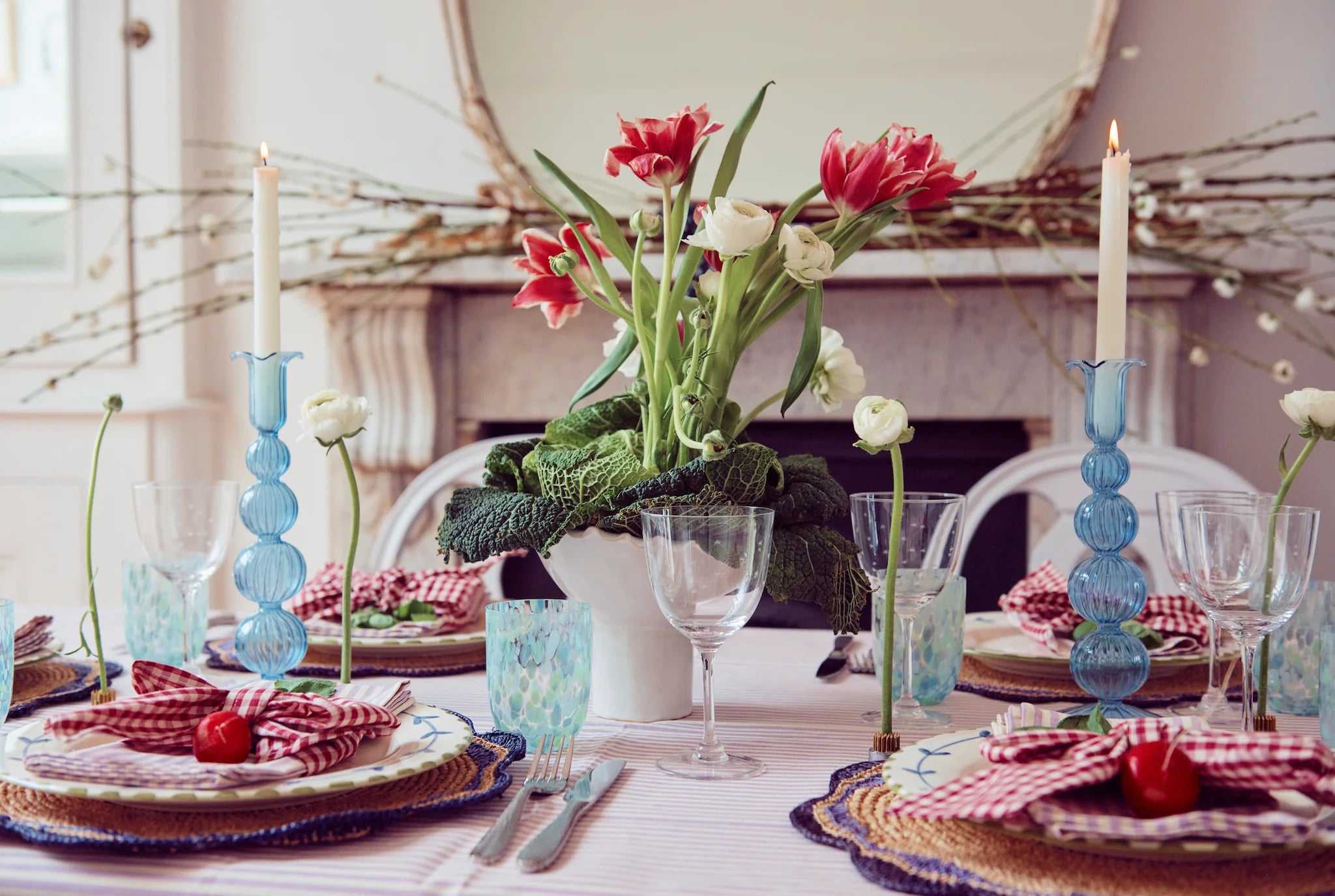 Lilac Stripe Tablecloth by Angela Mugnai