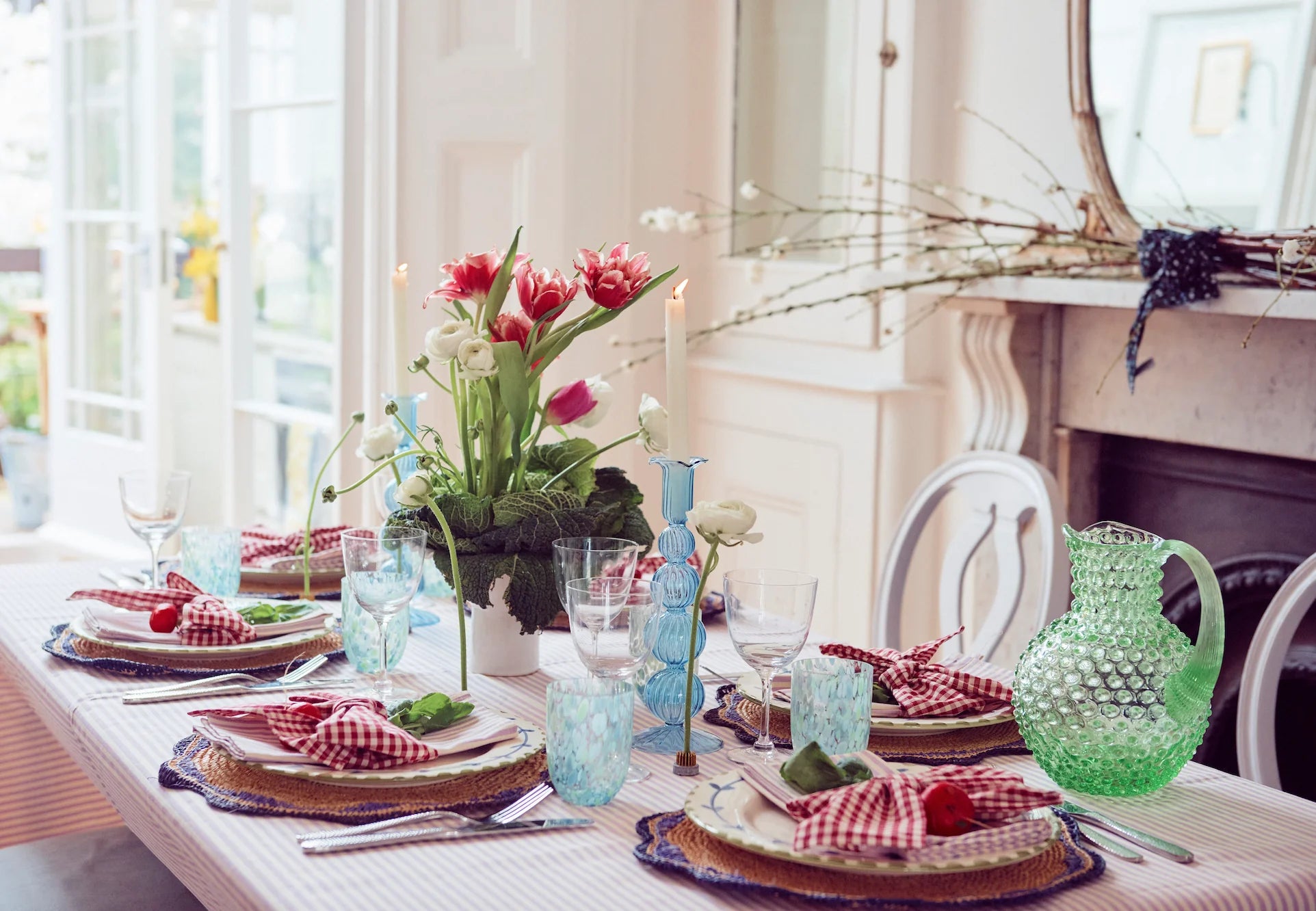 Lilac Stripe Tablecloth by Angela Mugnai