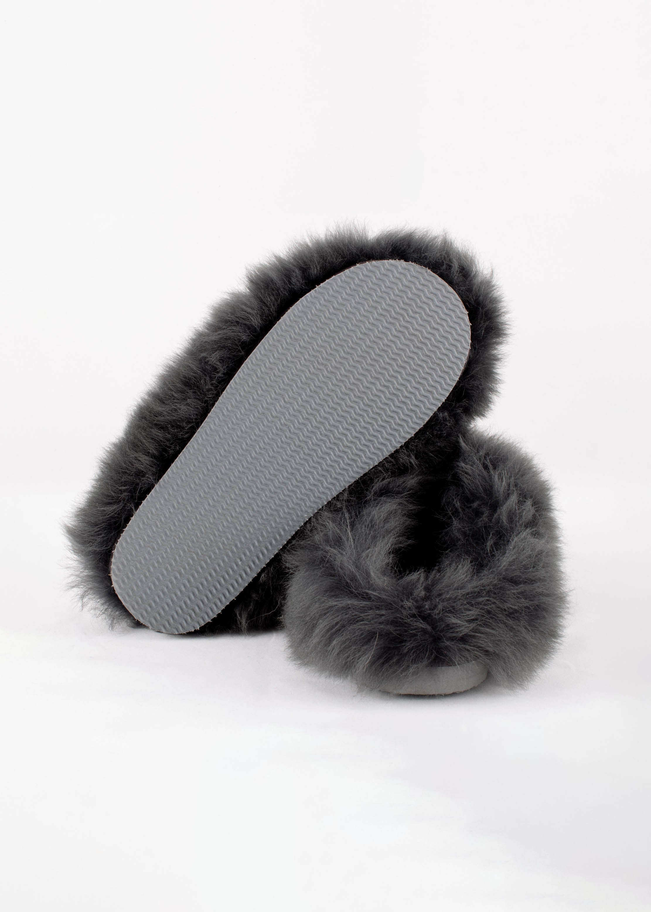 Malou Sheepskin Slip On Slippers - Asphalt