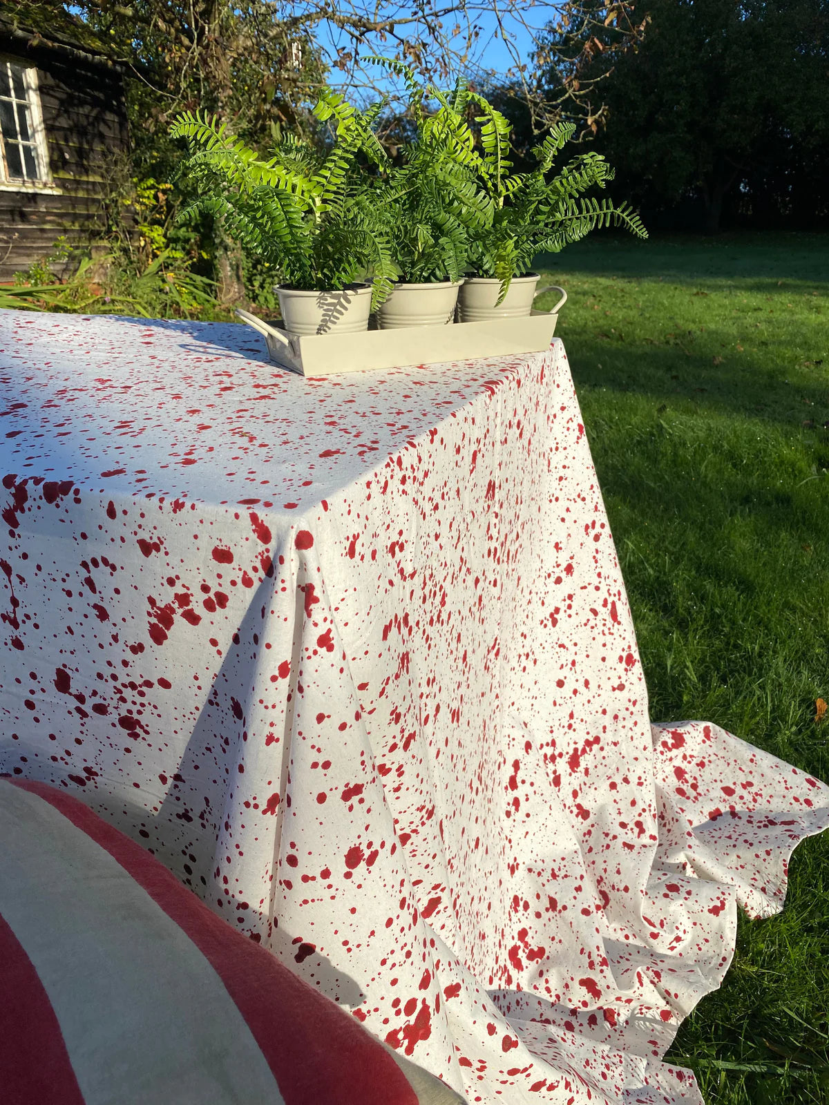 Merlot Splatter Indian Block Print Tablecloth