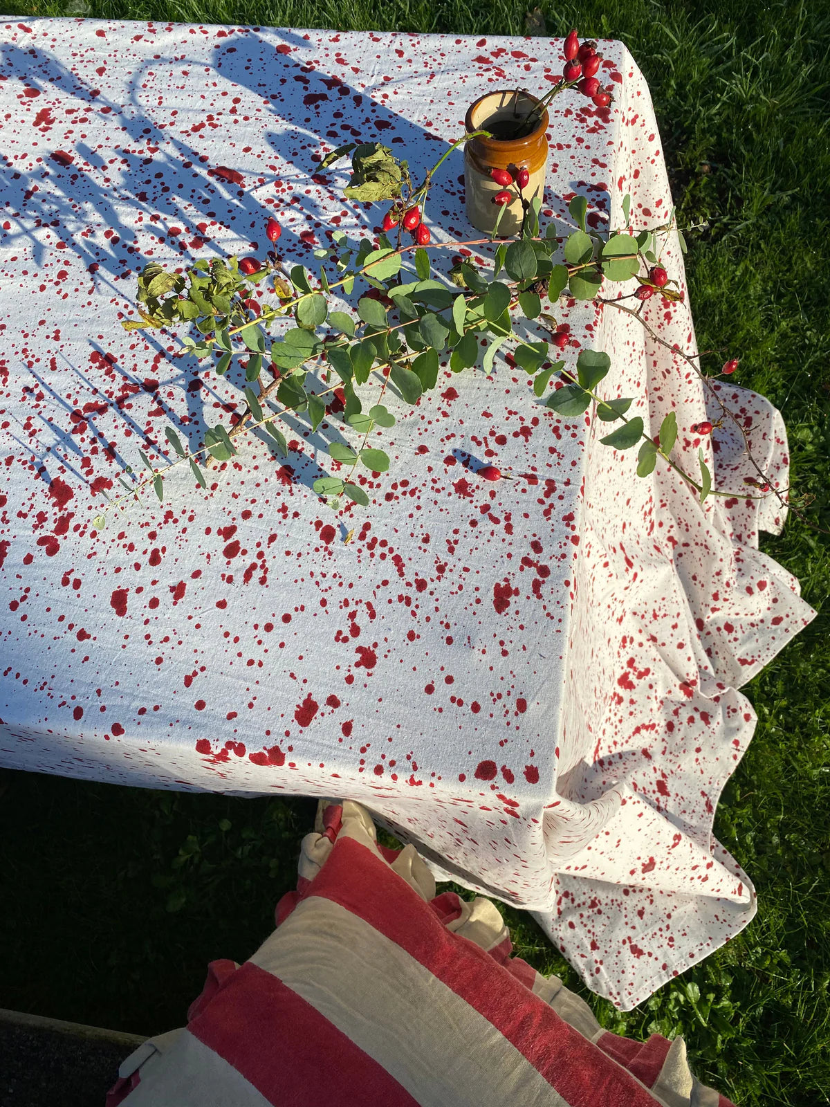 Merlot Splatter Indian Block Print Tablecloth