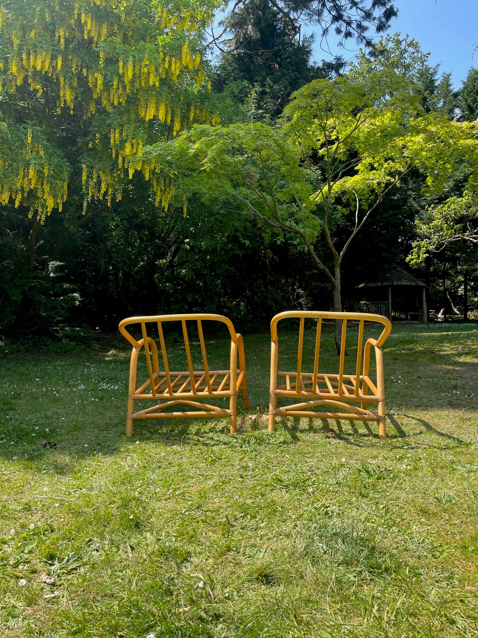 Pair of Mid-Century Bamboo Lounge Chairs