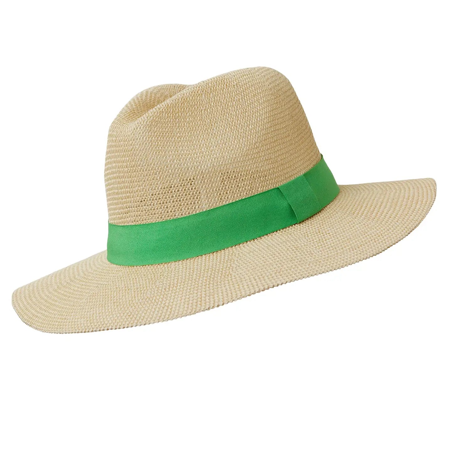 Panama Hat - Natural Paper with a Green Band