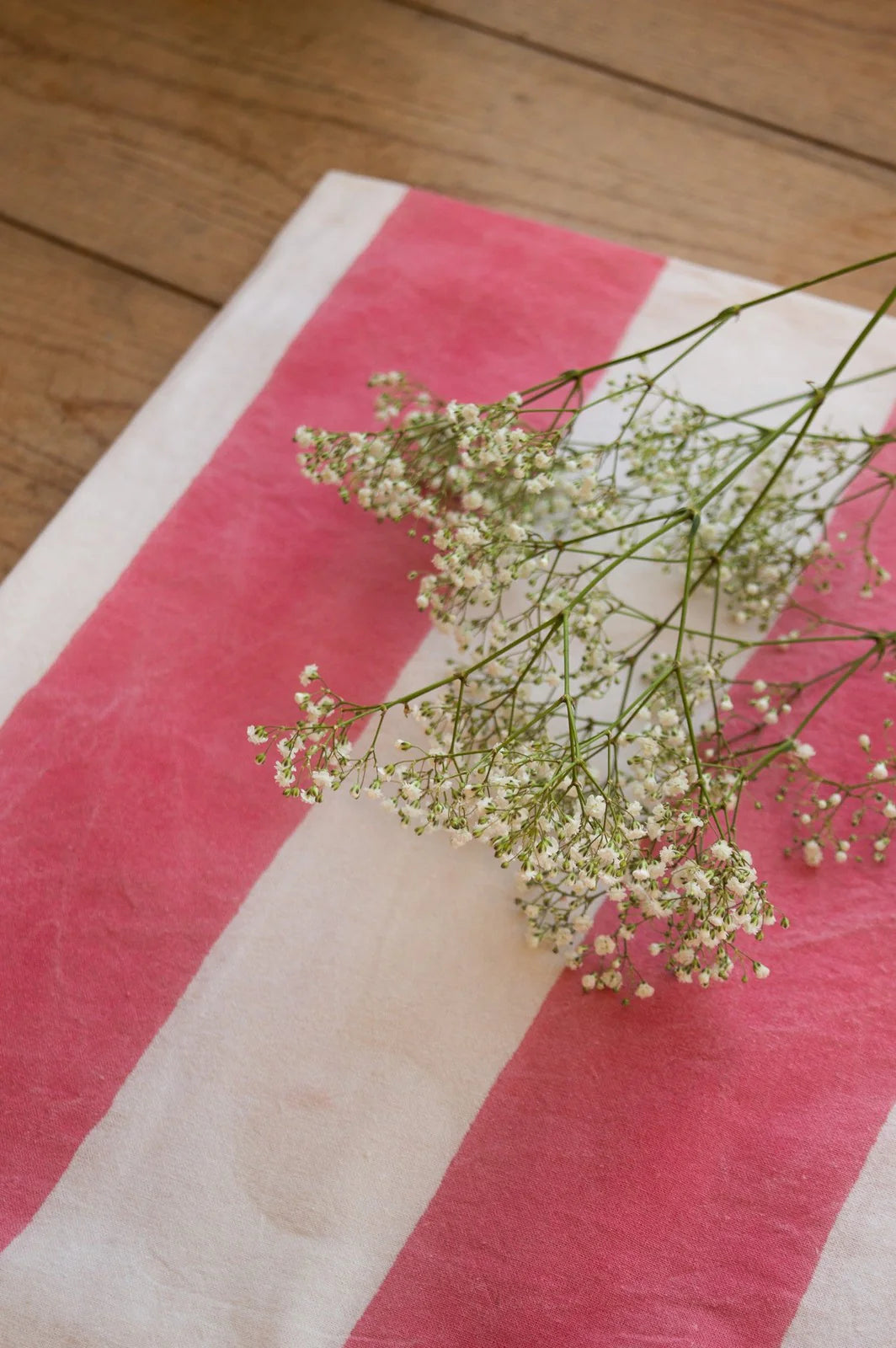 Pink Stripe Indian Block Print Tablecloth