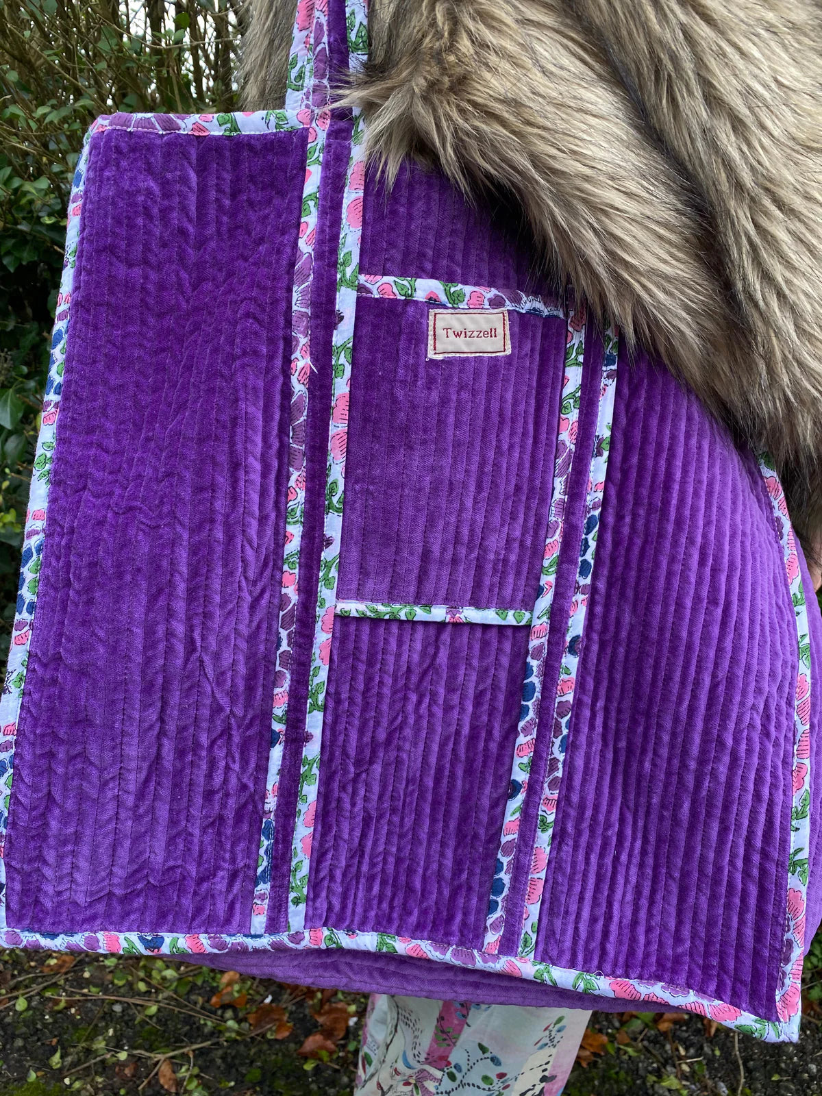 Purple Reversible Indian Block Print Bag