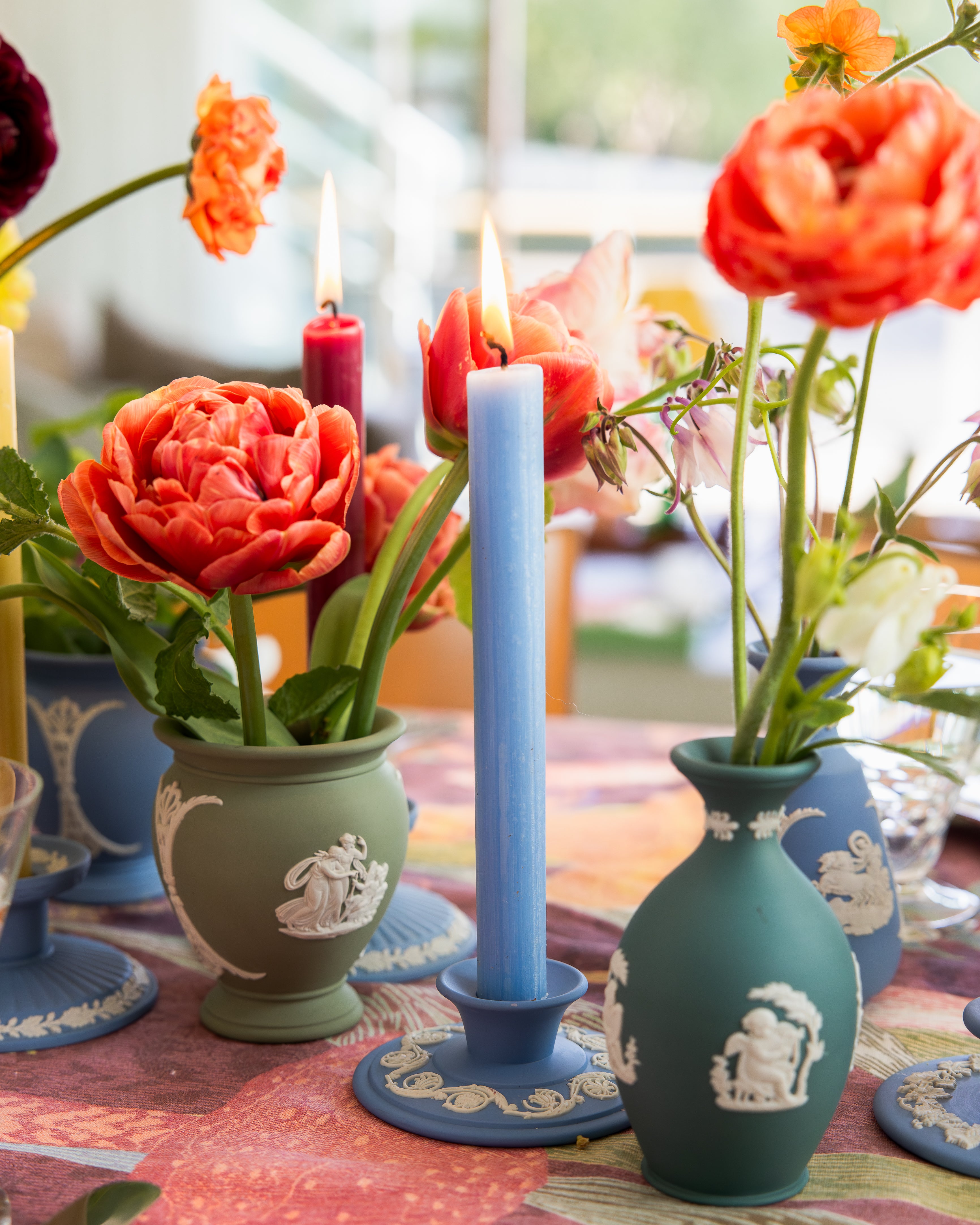 Wedgewood Blue Jasperware Acanthus leaf Candlestick