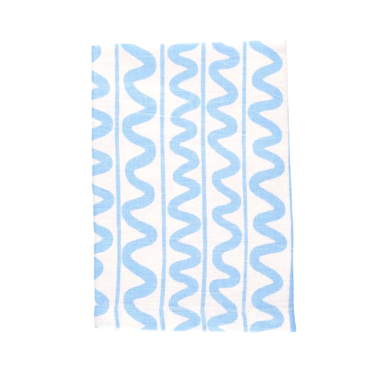 Wiggle Linen Napkin Set ~ Blue
