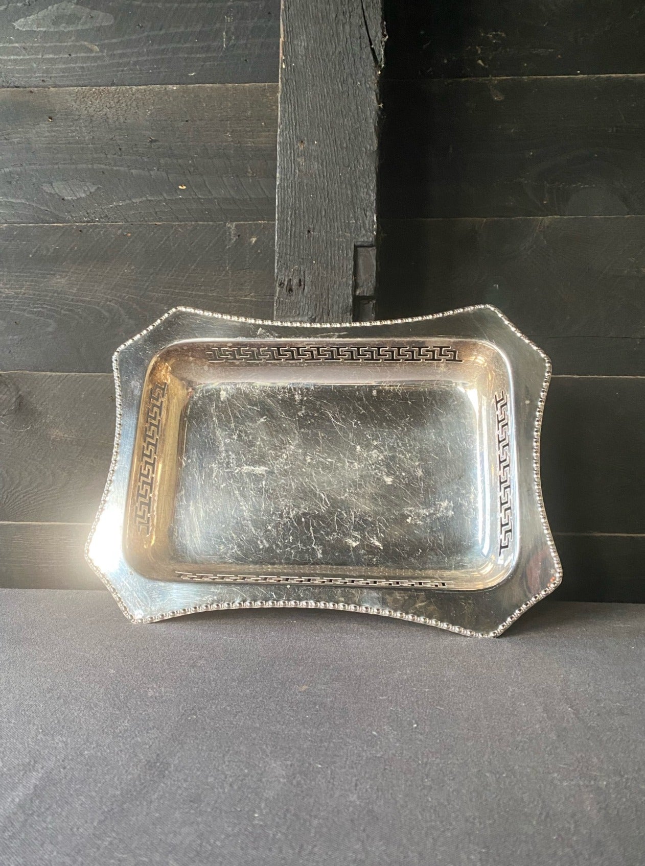 Small Angular Filigree Silver Plated Tray
