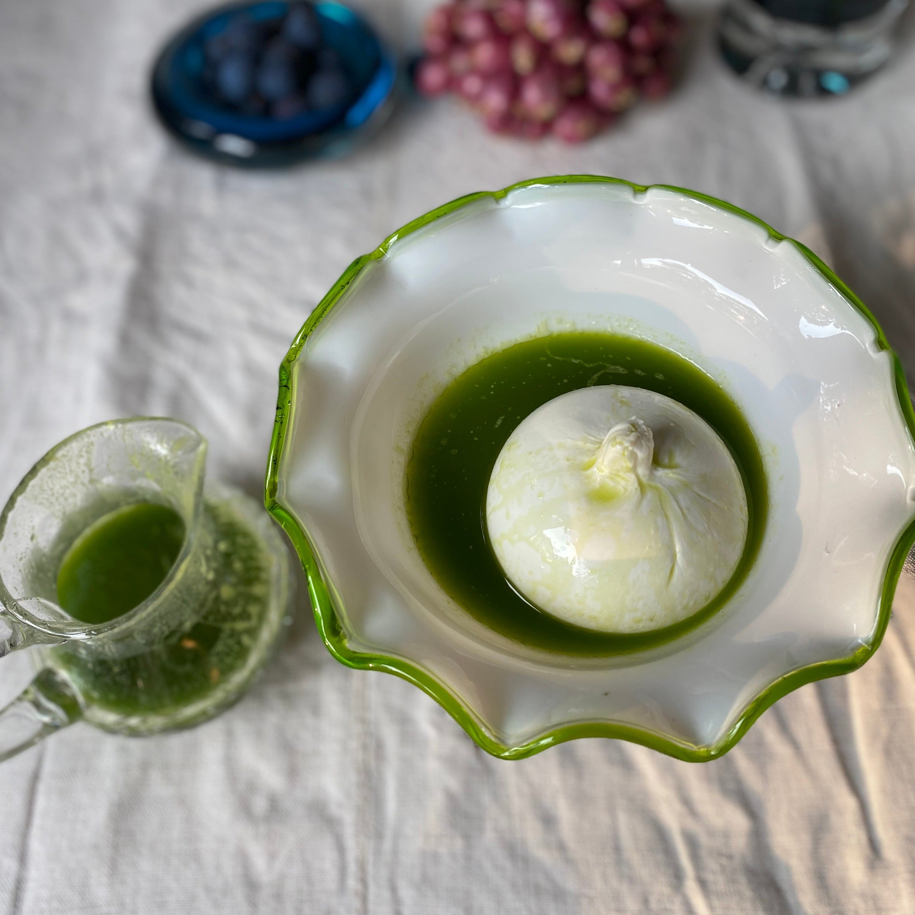 Milky Glass Pedestal Dish