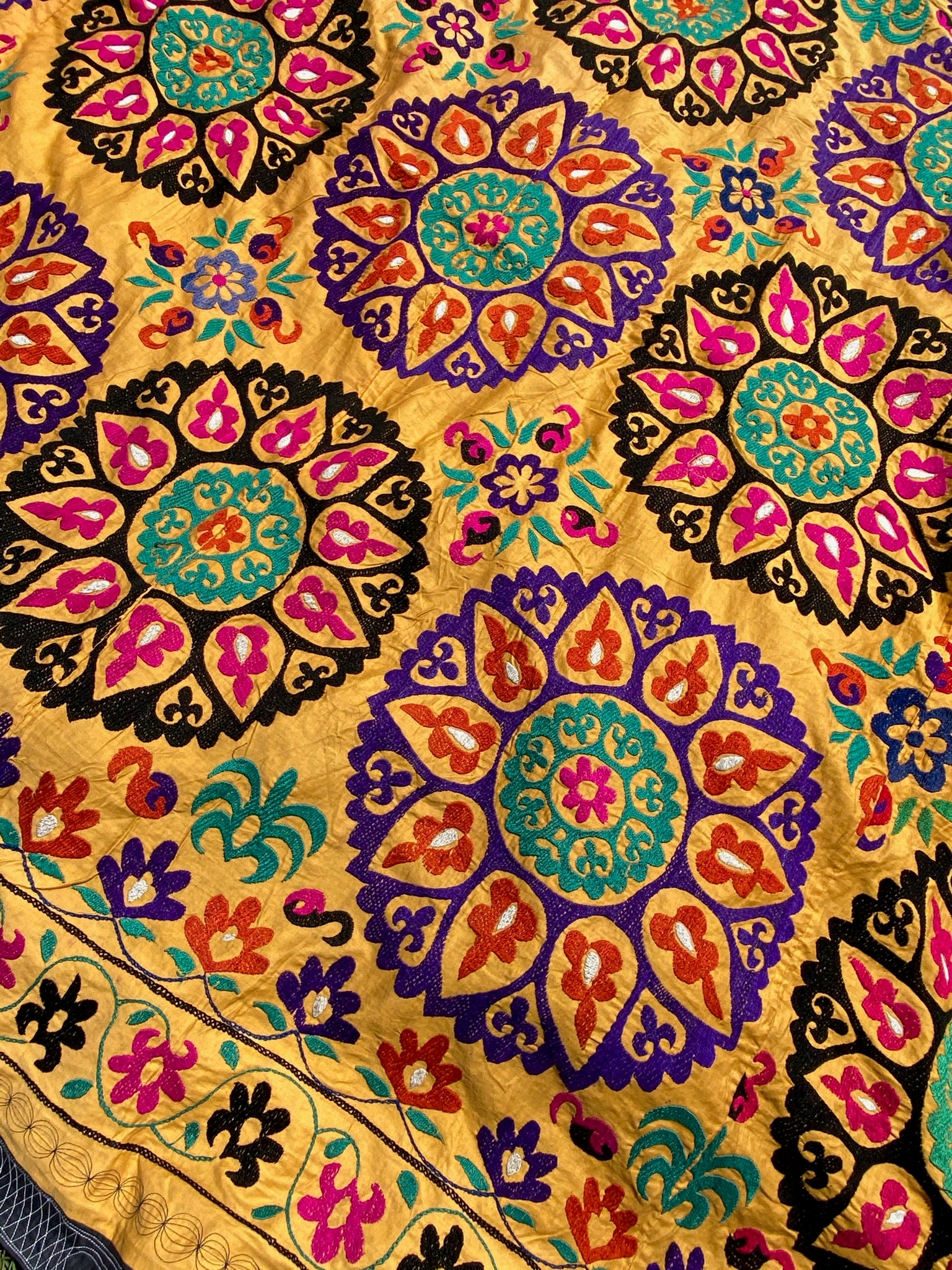 Ochre and Purple Suzani Throw
